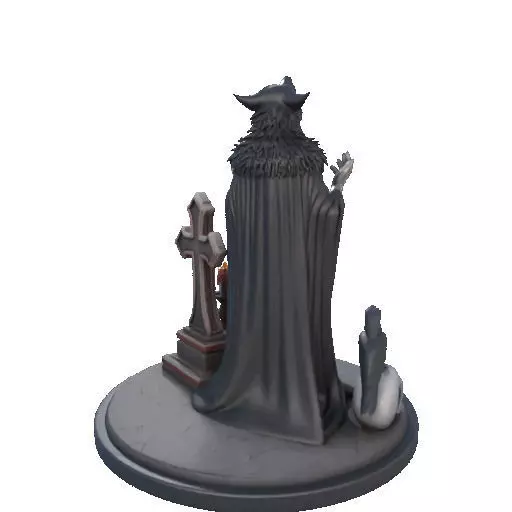 2555COLORFUL Werewolf Howling with Skull  3D Model  Halloween 3D print model_18