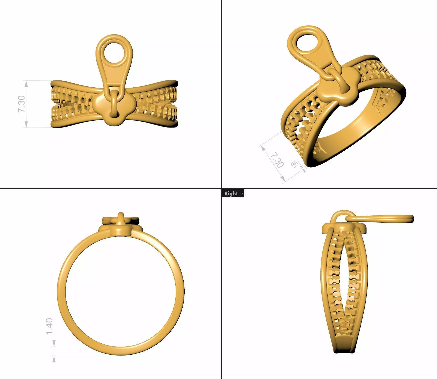 Zipper Ring 3D print model_1
