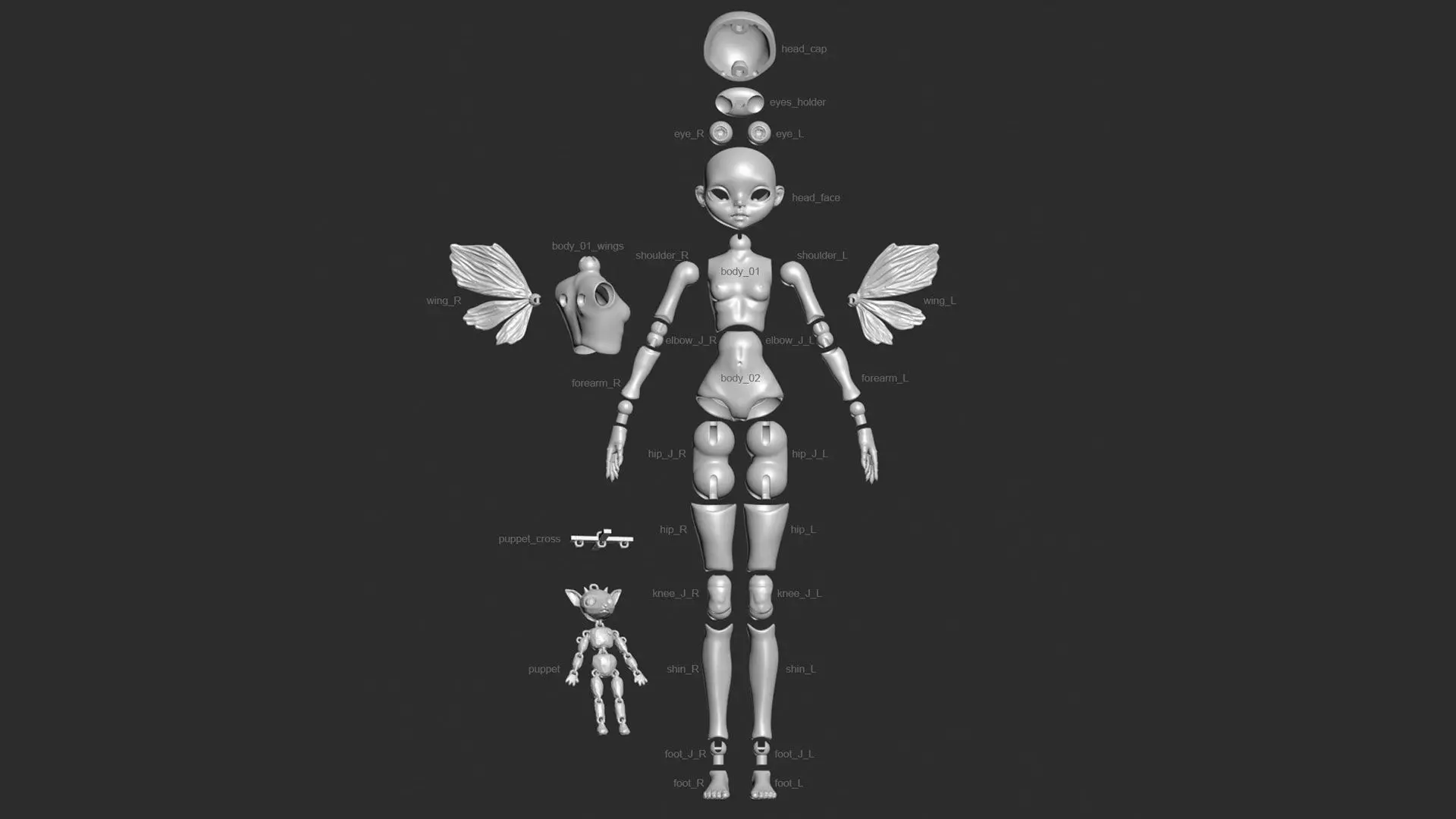 20 cm BJD Doll STL 3D Printed Example 3D print model_2