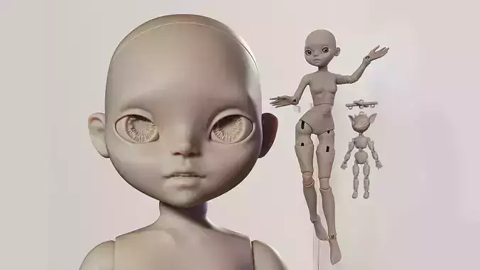 20 cm BJD Doll STL 3D Printed Example