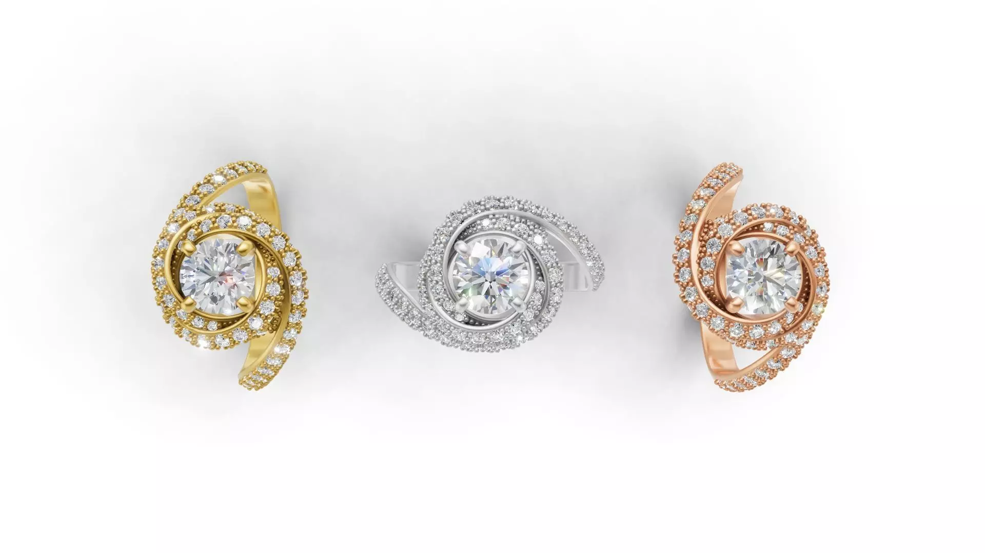 Trinity Ruban Solitaire Ring 14mm - 22 mm 3D print model_5