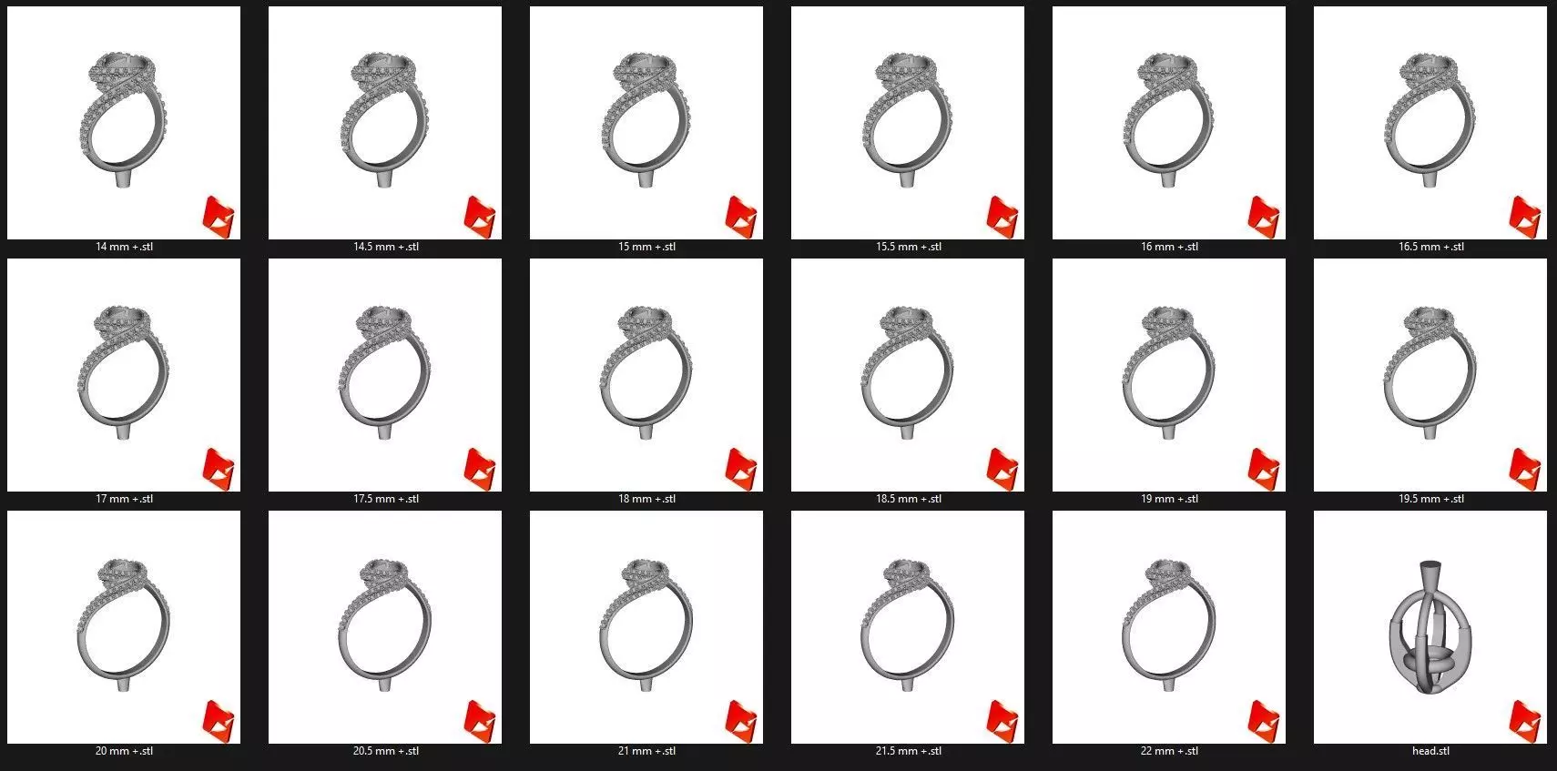 Trinity Ruban Solitaire Ring 14mm - 22 mm 3D print model_25