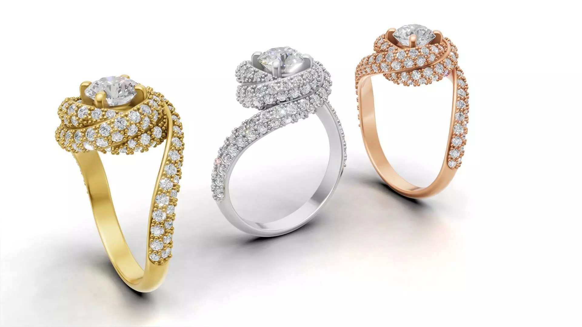 Trinity Ruban Solitaire Ring 14mm - 22 mm 3D print model_1