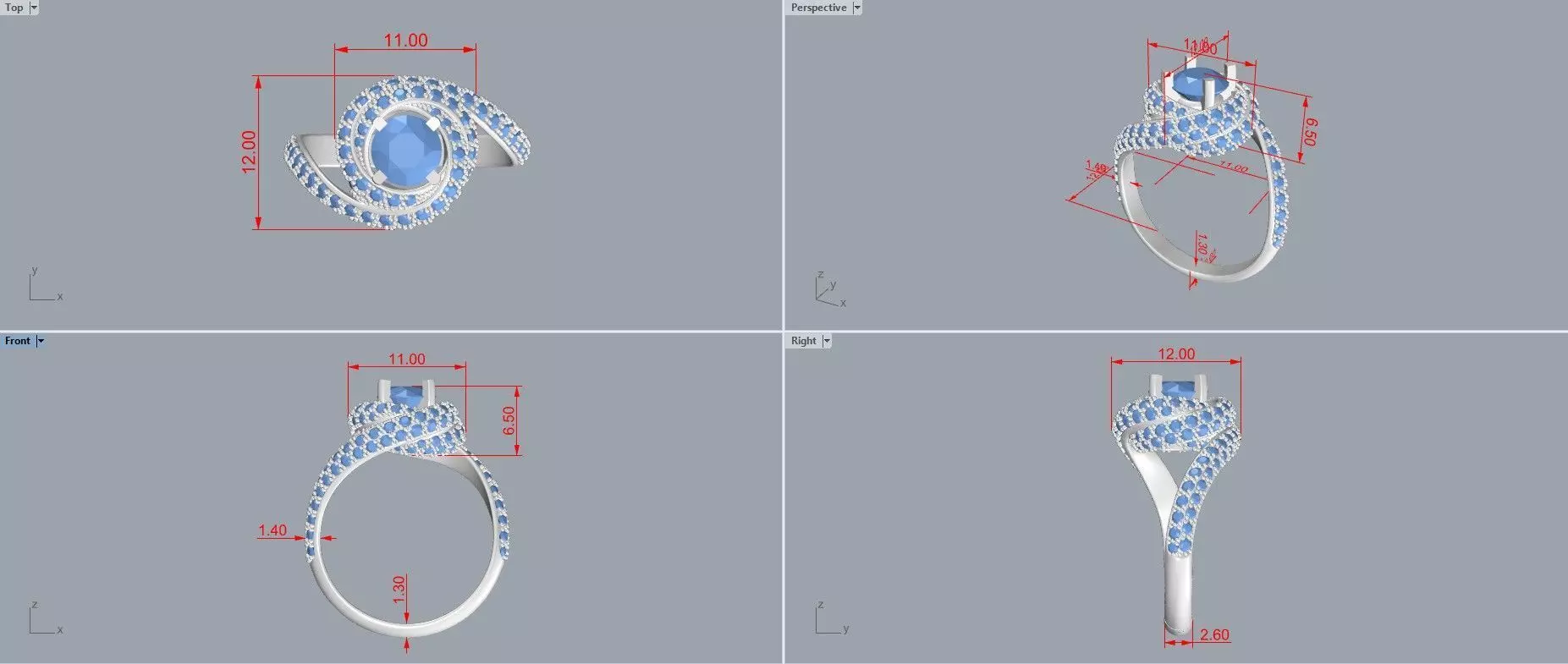 Trinity Ruban Solitaire Ring 14mm - 22 mm 3D print model_23