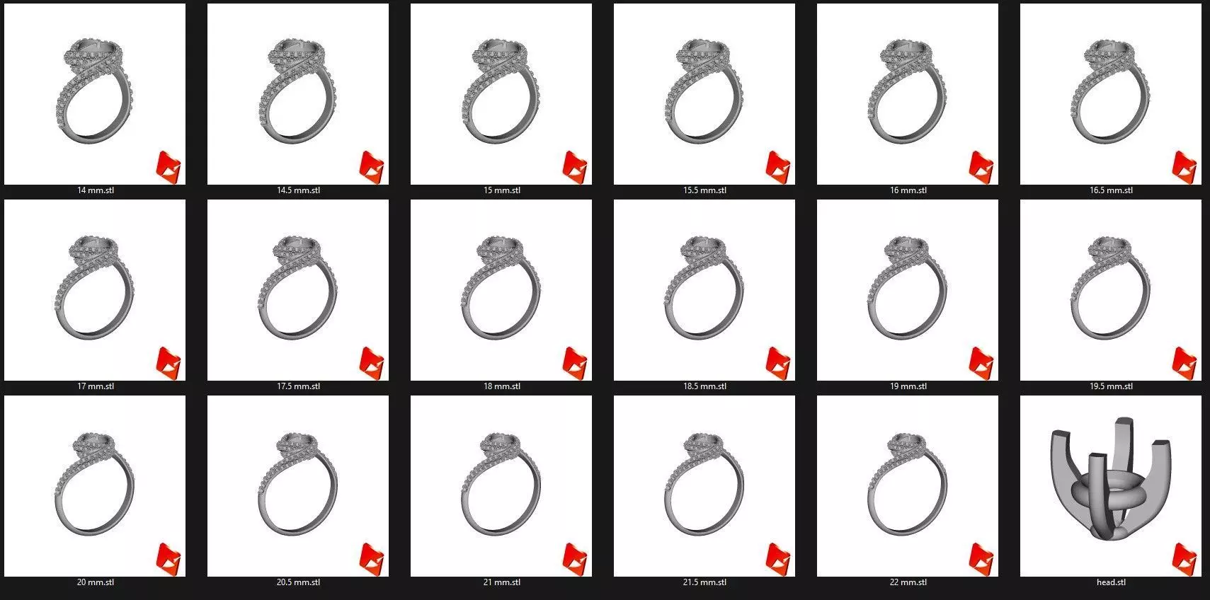 Trinity Ruban Solitaire Ring 14mm - 22 mm 3D print model_24