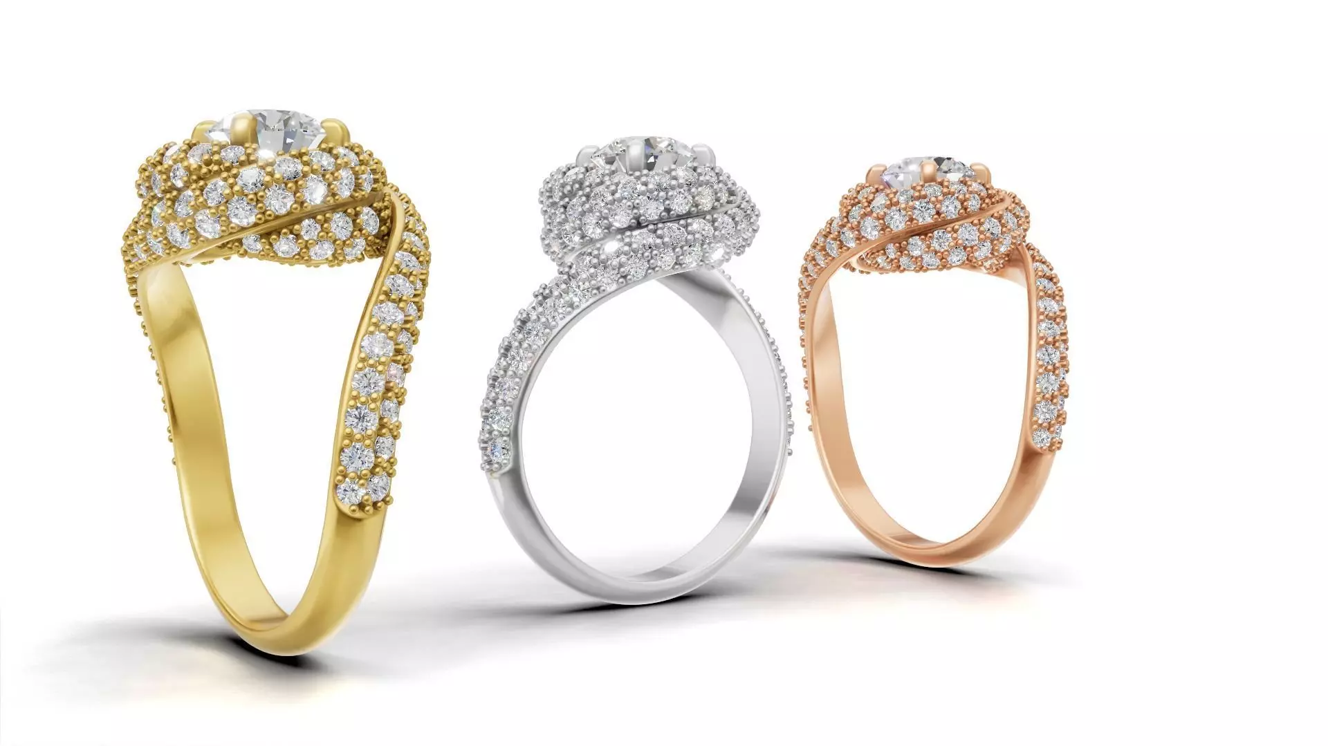 Trinity Ruban Solitaire Ring 14mm - 22 mm 3D print model_2