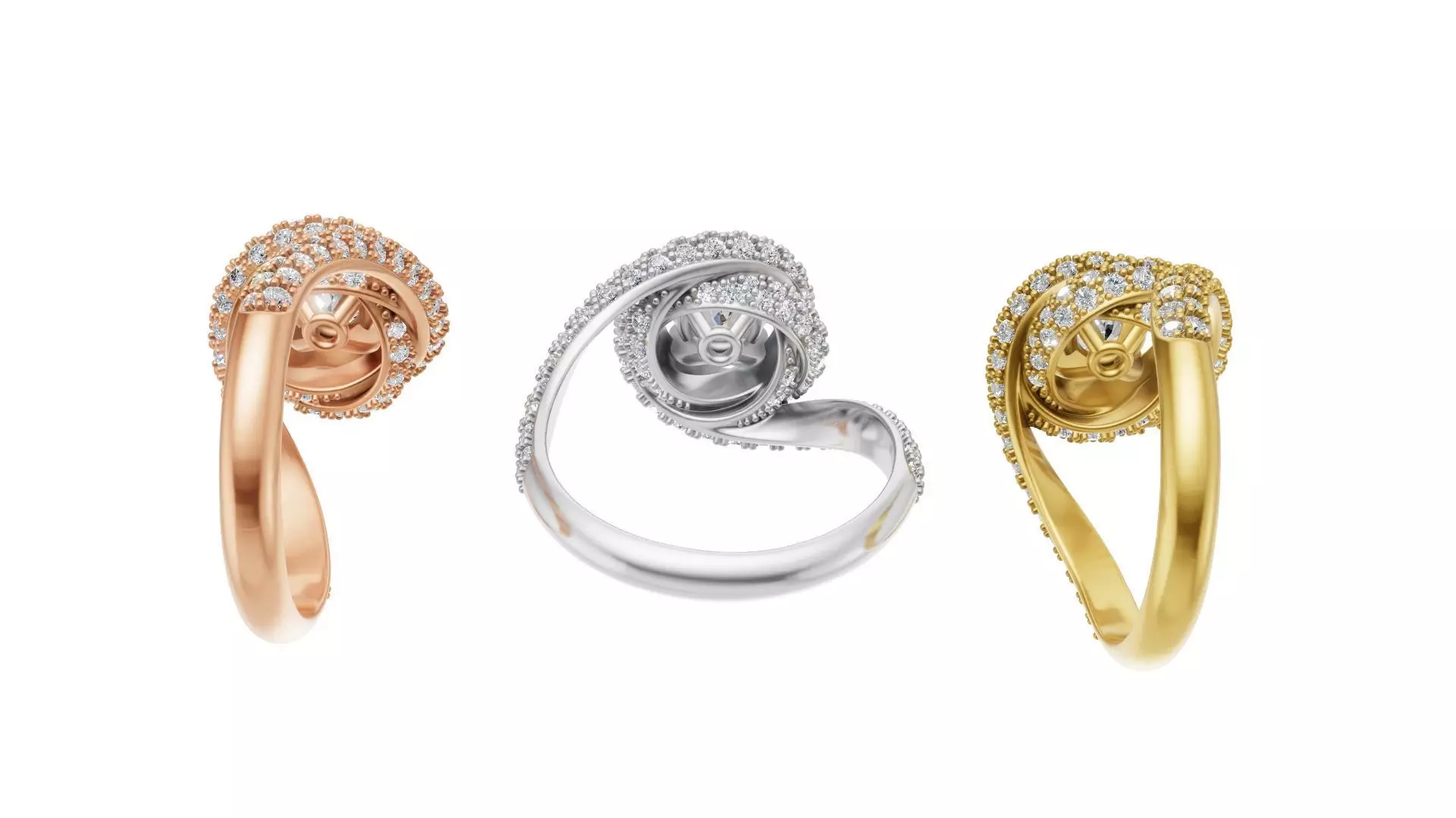 Trinity Ruban Solitaire Ring 14mm - 22 mm 3D print model_4