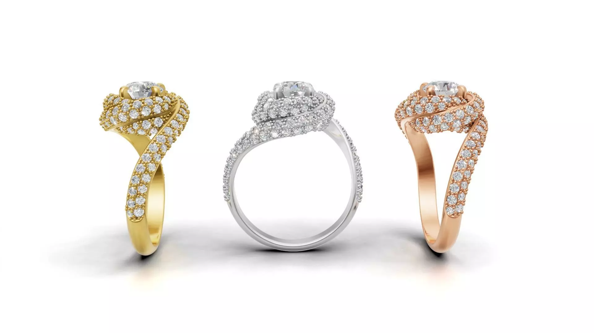 Trinity Ruban Solitaire Ring 14mm - 22 mm 3D print model_3