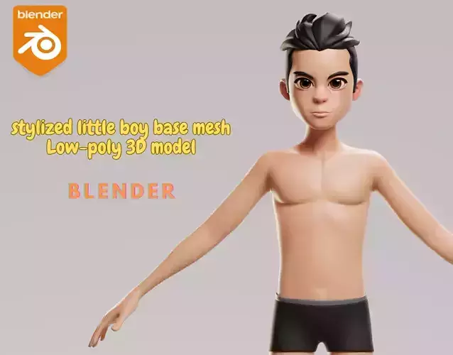 stylized little alex base mesh Low-poly 3D model Low-poly 3D model