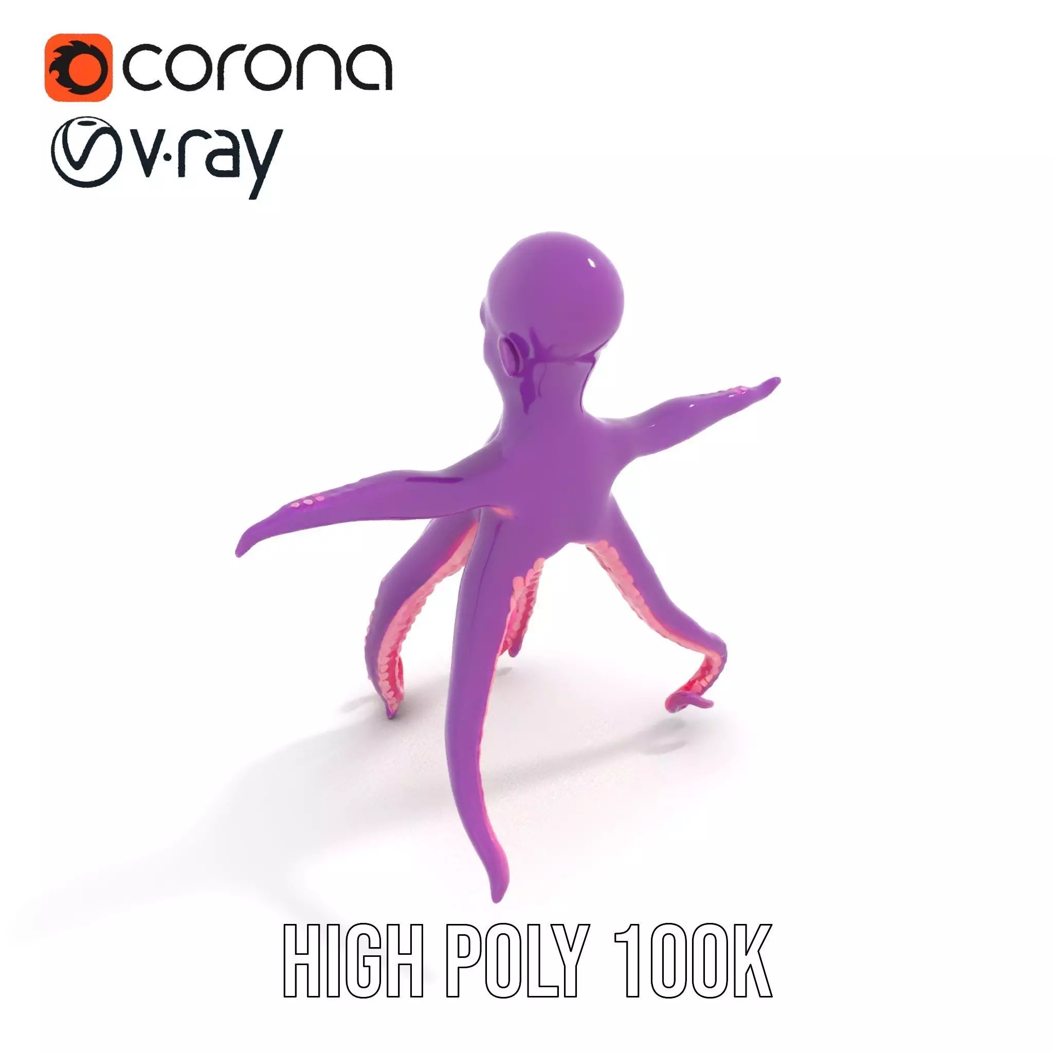 Purple Octopus Character model pack Low-poly 3D model_21