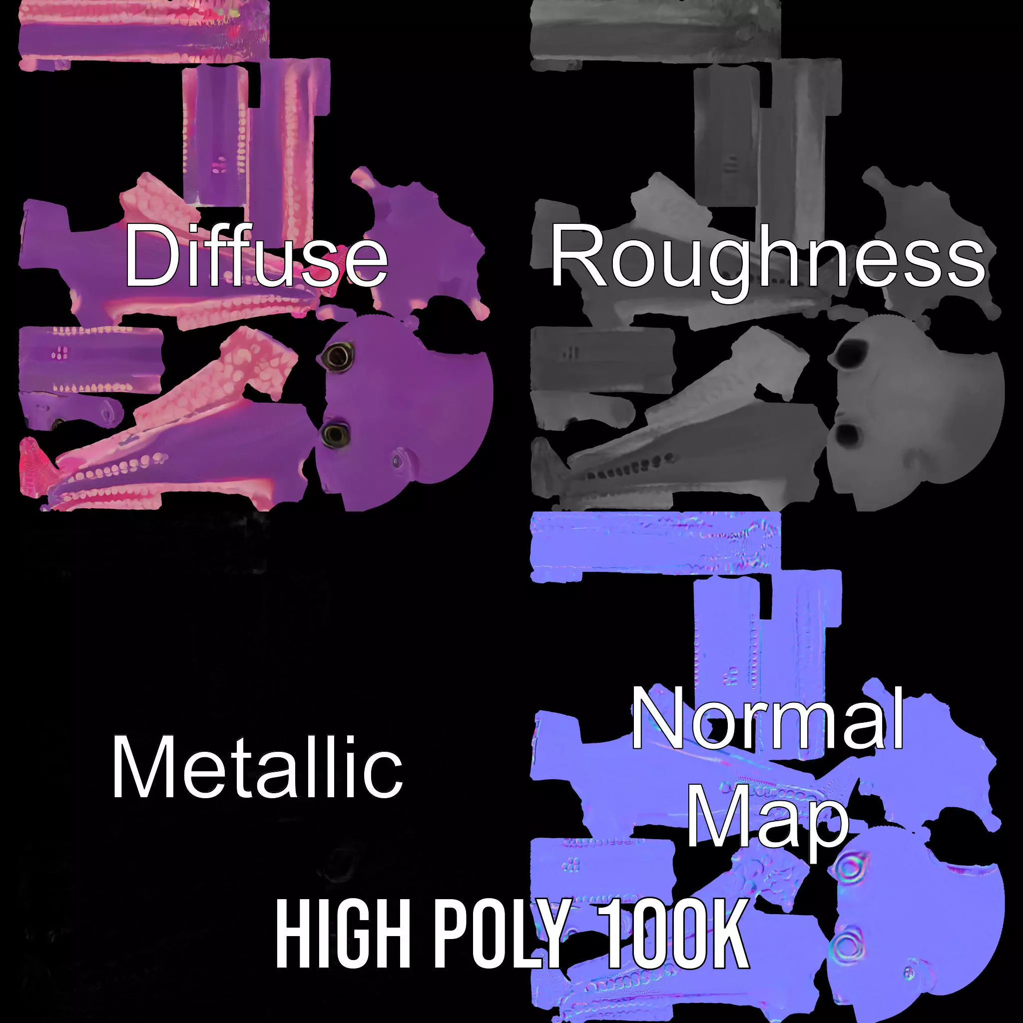 Purple Octopus Character model pack Low-poly 3D model_4