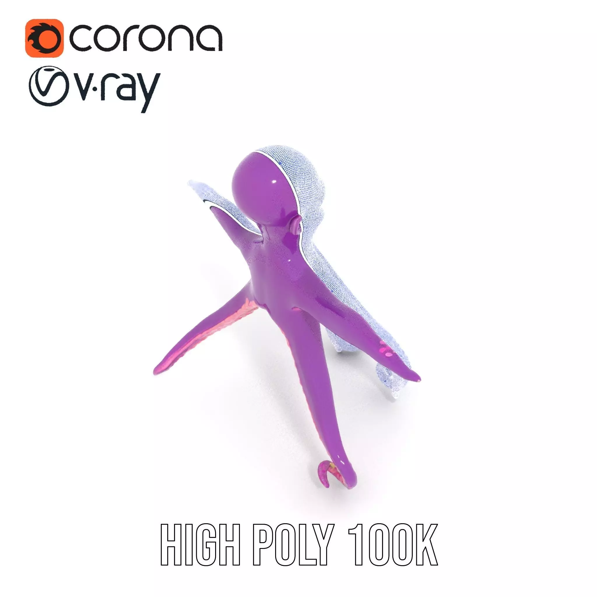 Purple Octopus Character model pack Low-poly 3D model_35