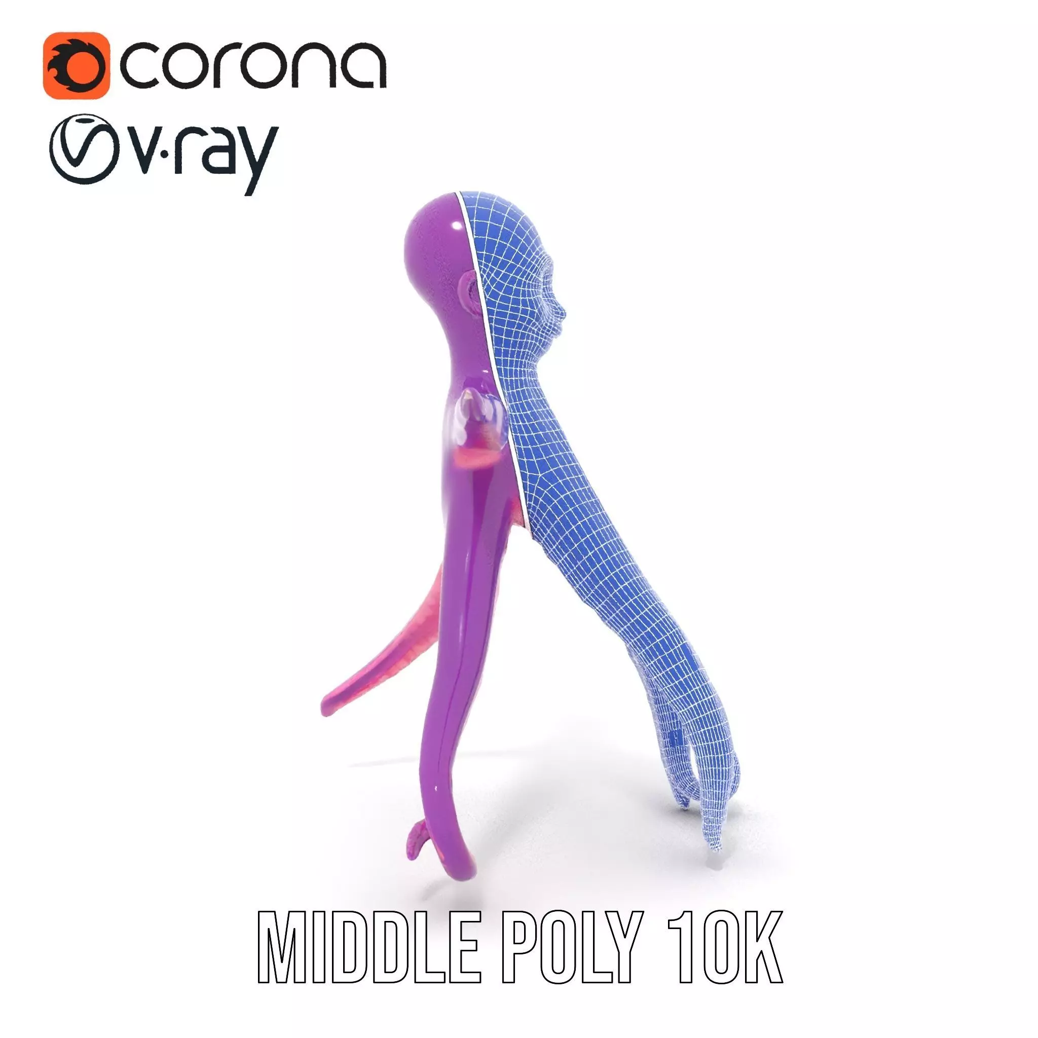 Purple Octopus Character model pack Low-poly 3D model_28