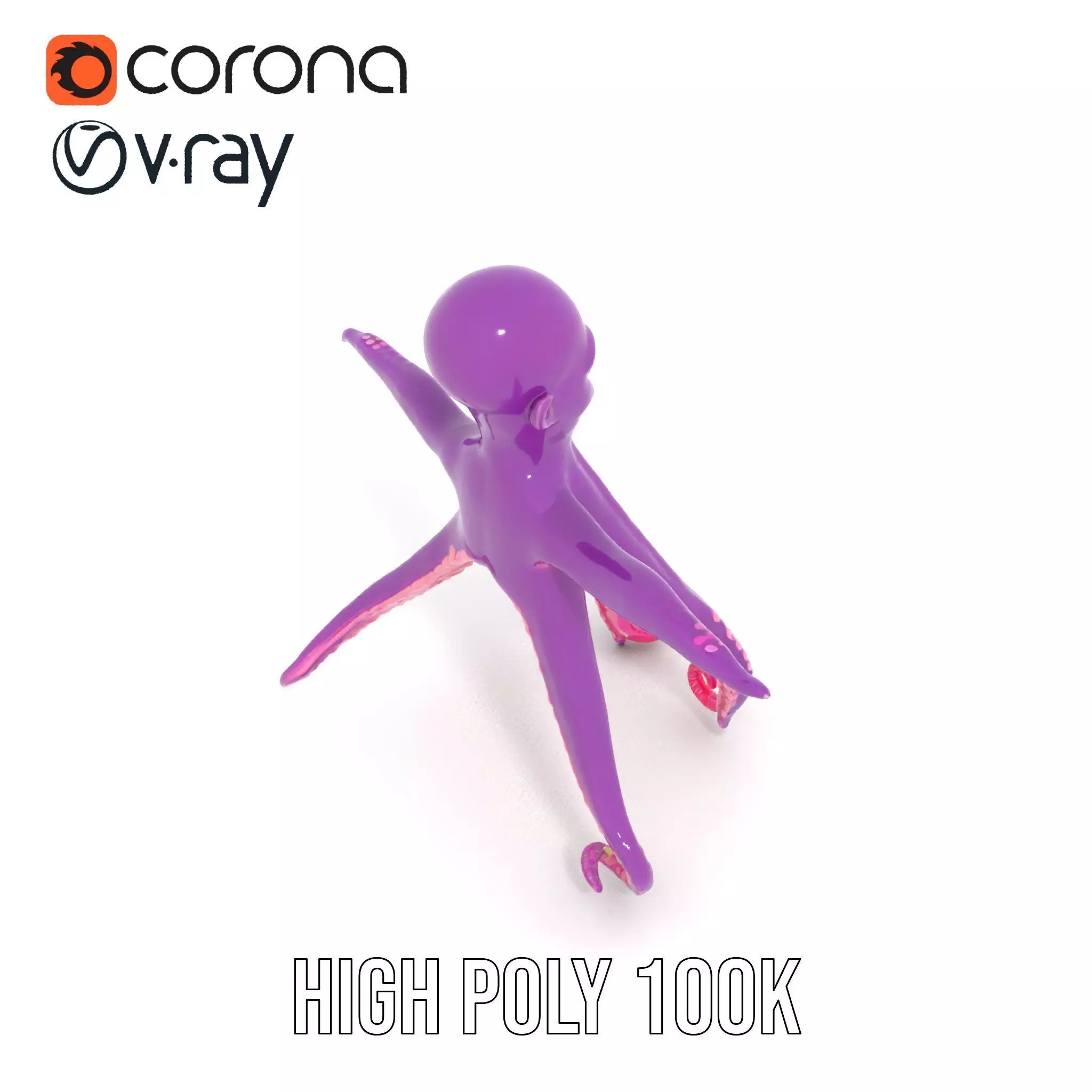 Purple Octopus Character model pack Low-poly 3D model_18