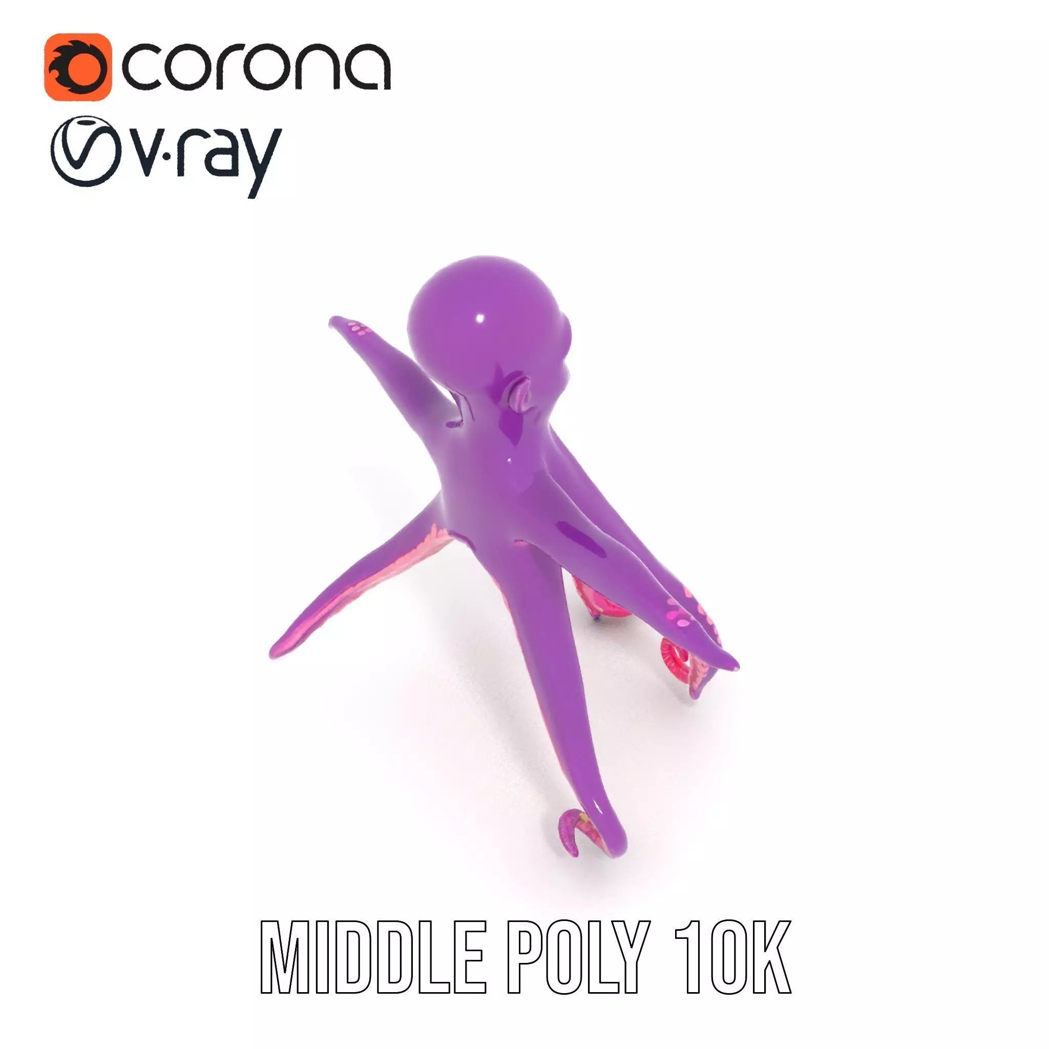 Purple Octopus Character model pack Low-poly 3D model_7