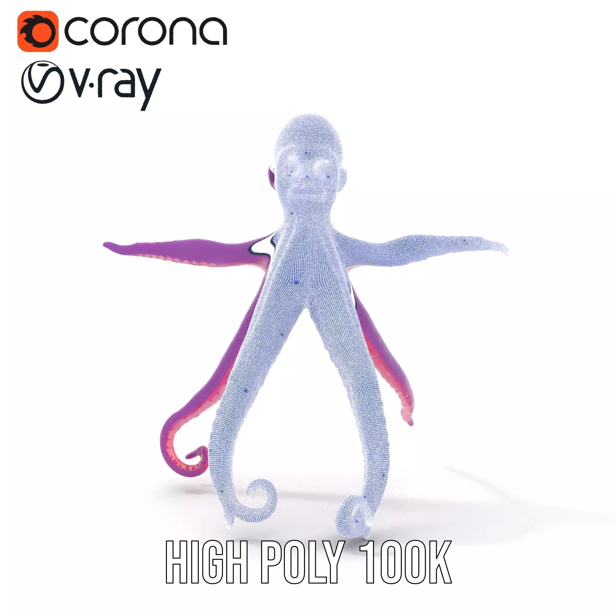 Purple Octopus Character model pack Low-poly 3D model_32