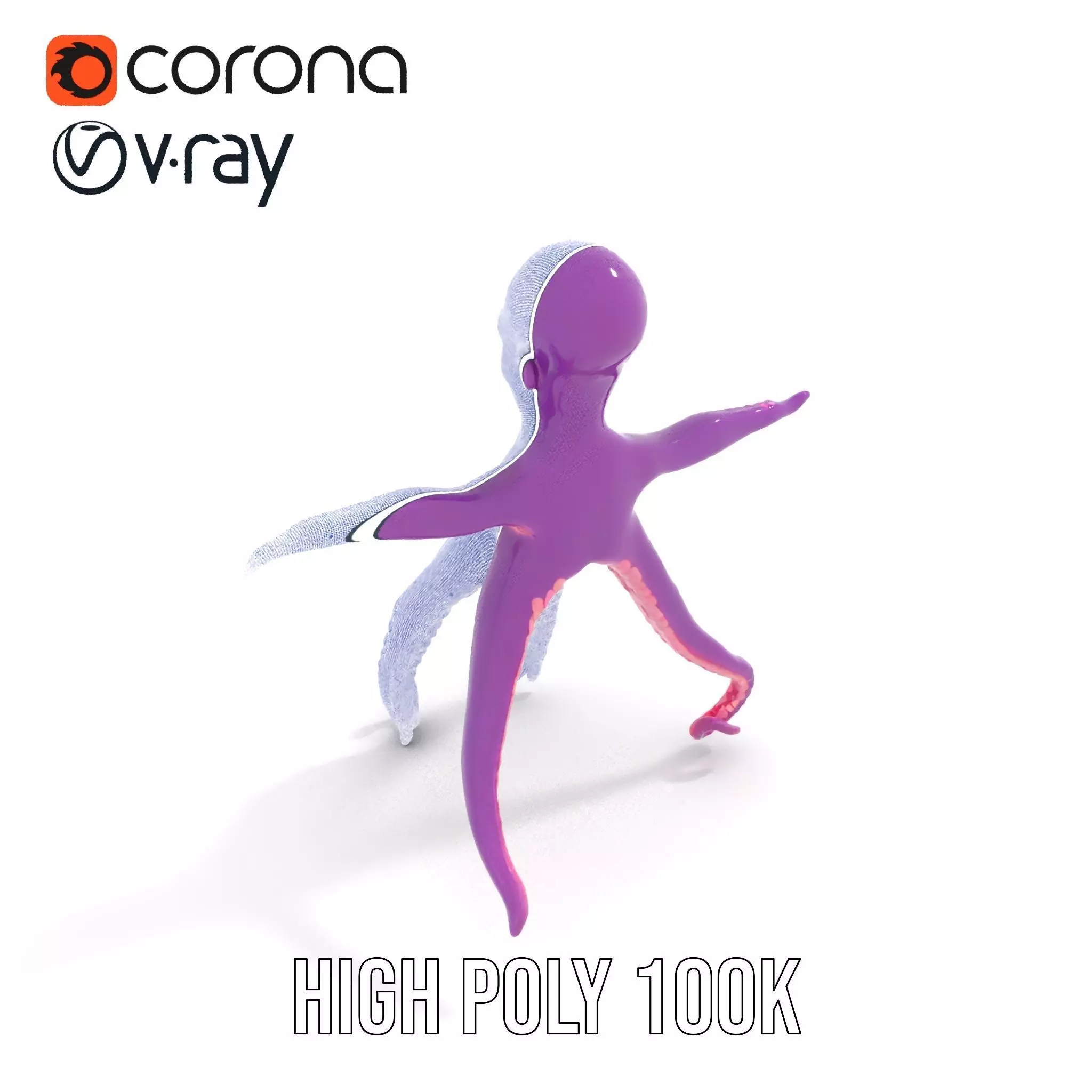 Purple Octopus Character model pack Low-poly 3D model_34