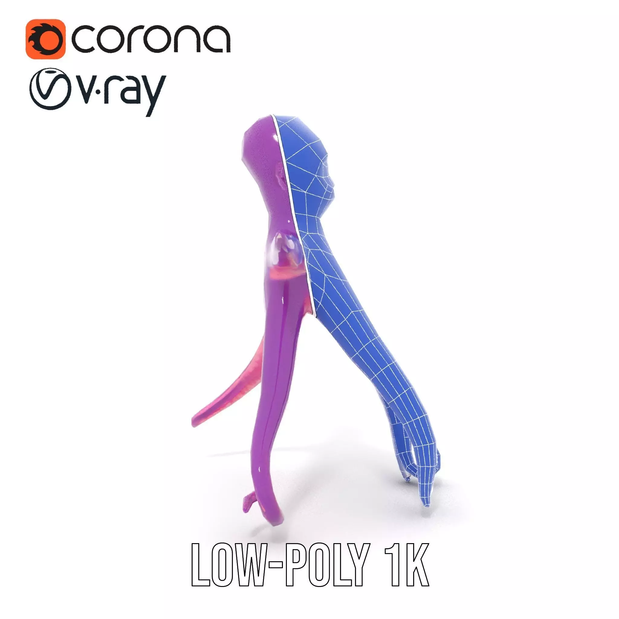 Purple Octopus Character model pack Low-poly 3D model_31