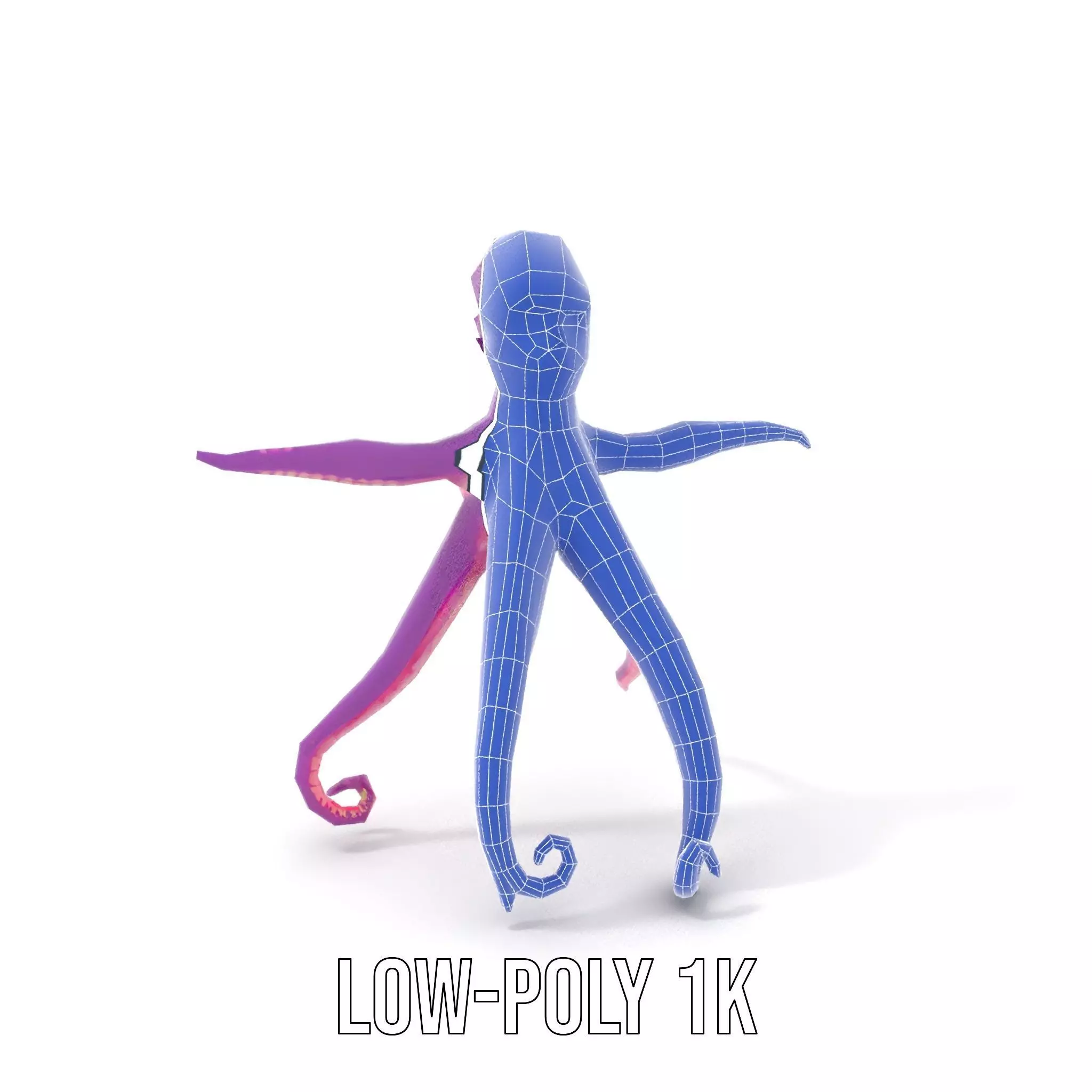 Purple Octopus Character model pack Low-poly 3D model_15
