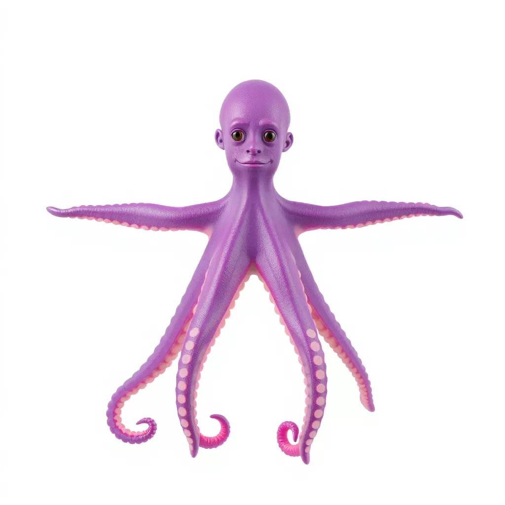 Purple Octopus Character model pack Low-poly 3D model_3