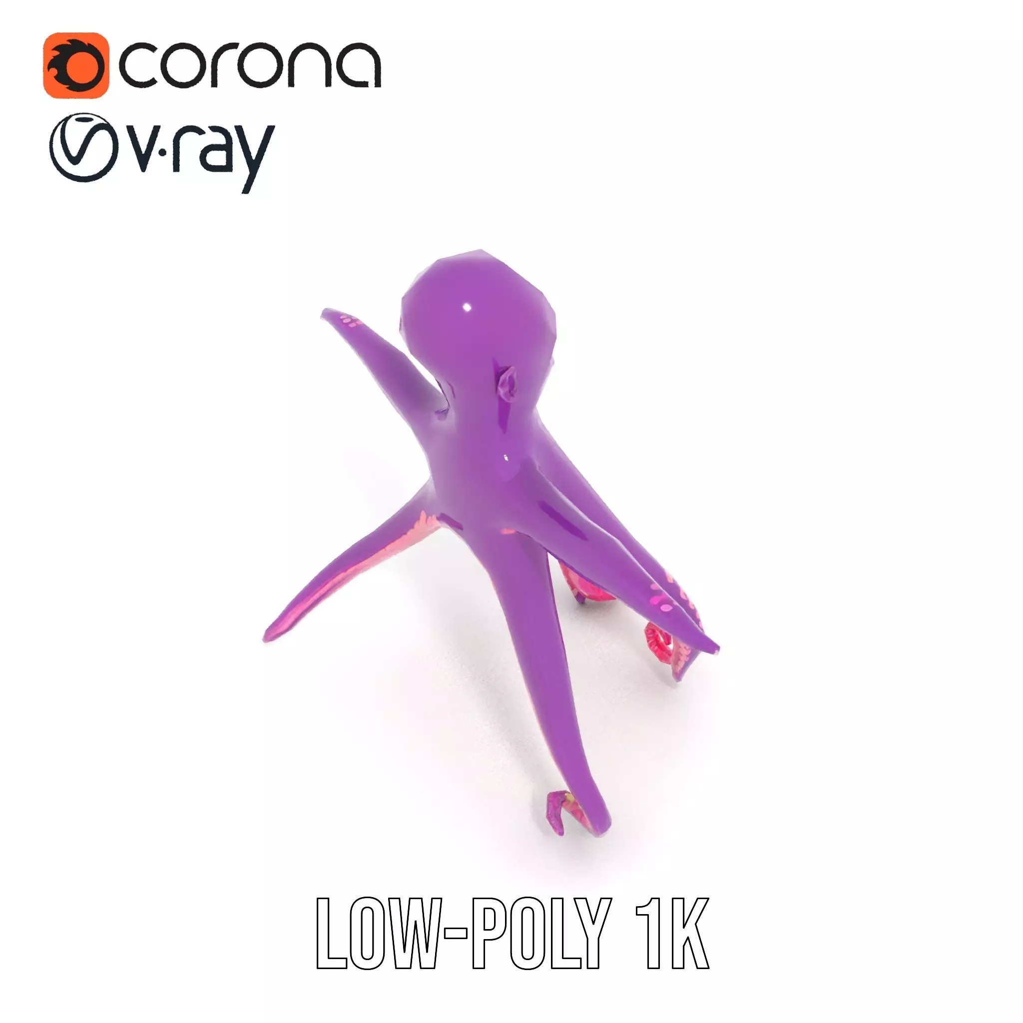 Purple Octopus Character model pack Low-poly 3D model_13