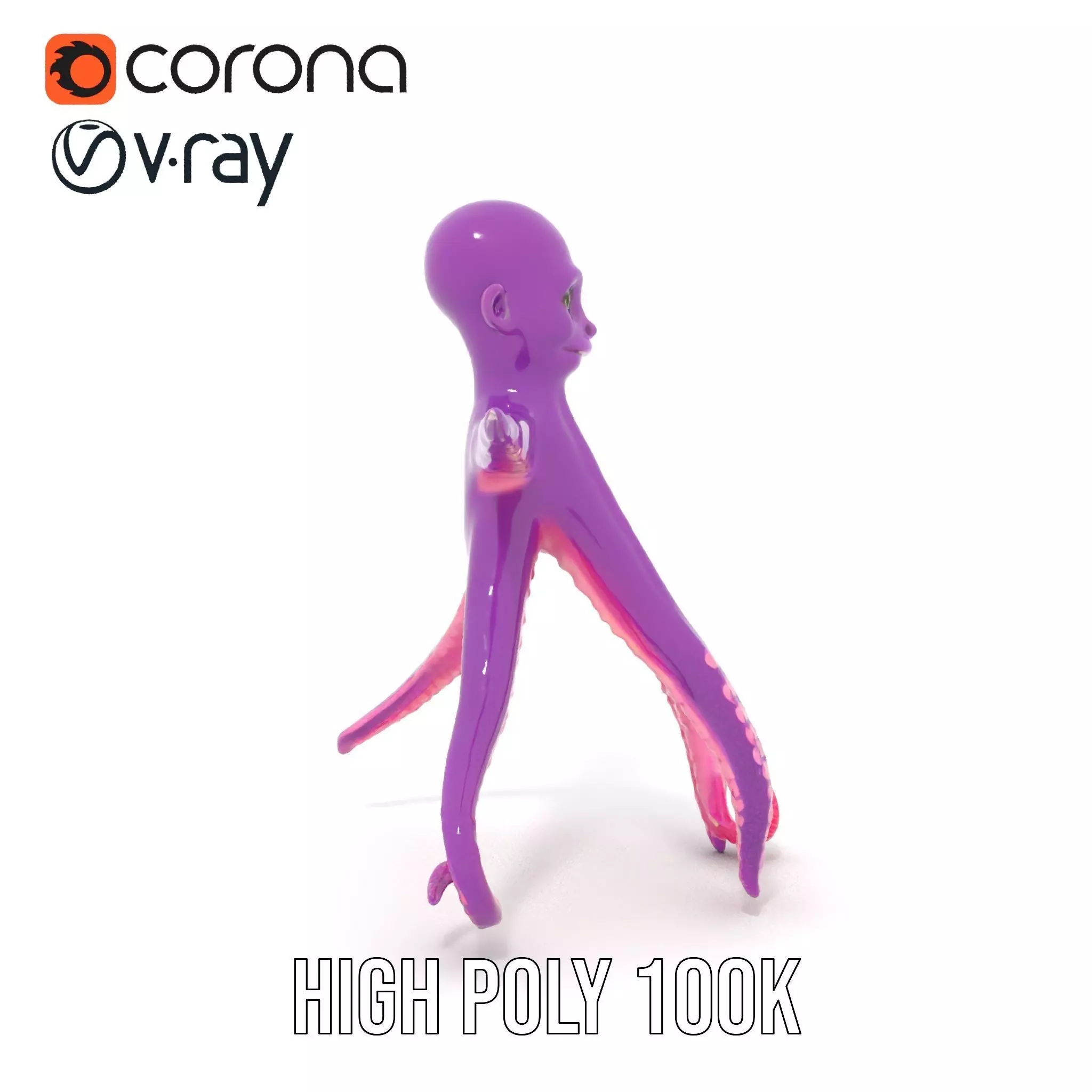 Purple Octopus Character model pack Low-poly 3D model_27