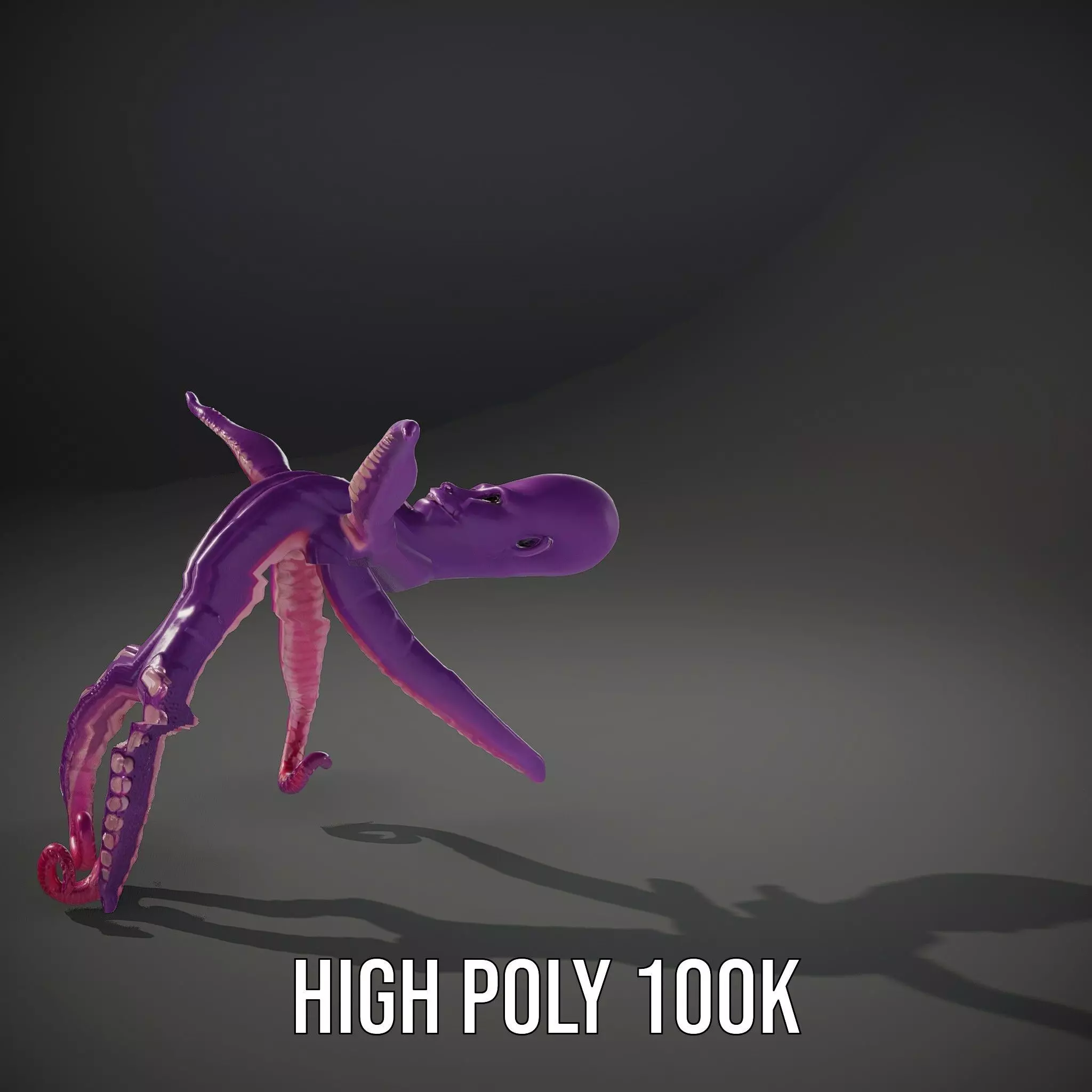 Purple Octopus Character model pack Low-poly 3D model_9