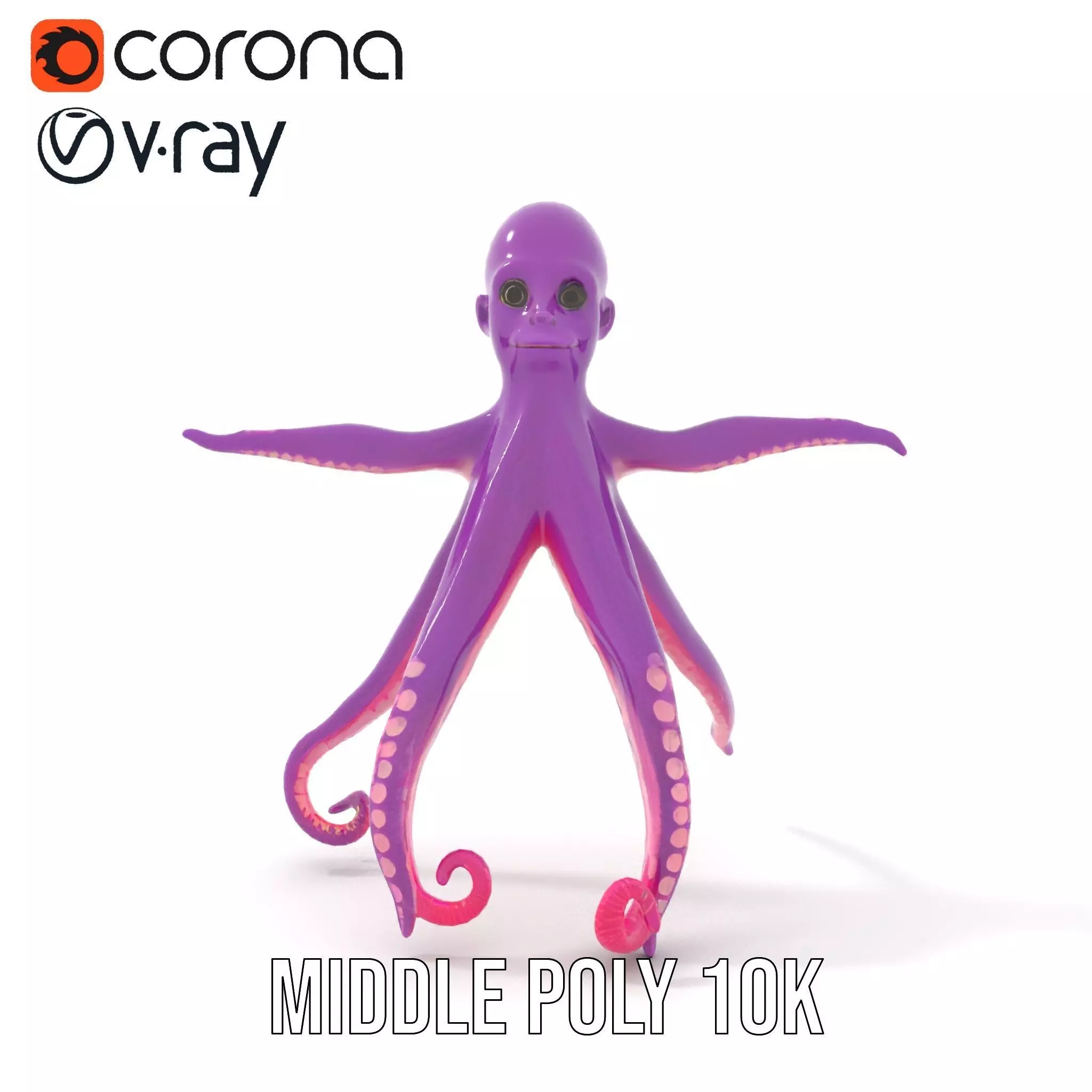 Purple Octopus Character model pack Low-poly 3D model_12
