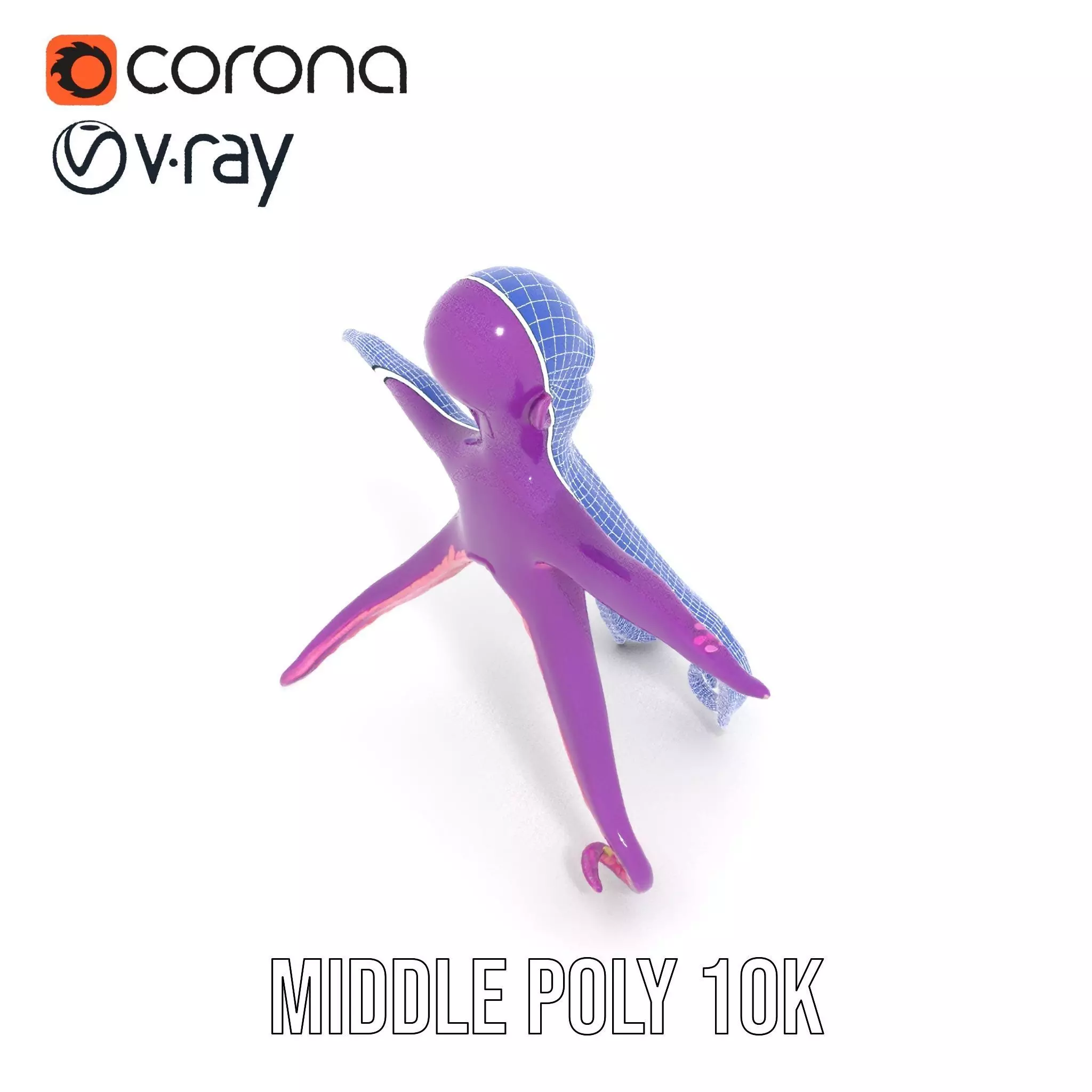 Purple Octopus Character model pack Low-poly 3D model_30