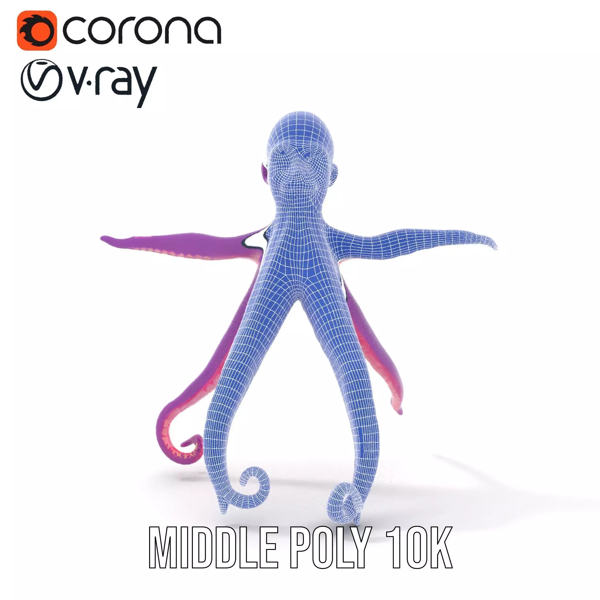 Purple Octopus Character model pack Low-poly 3D model_22