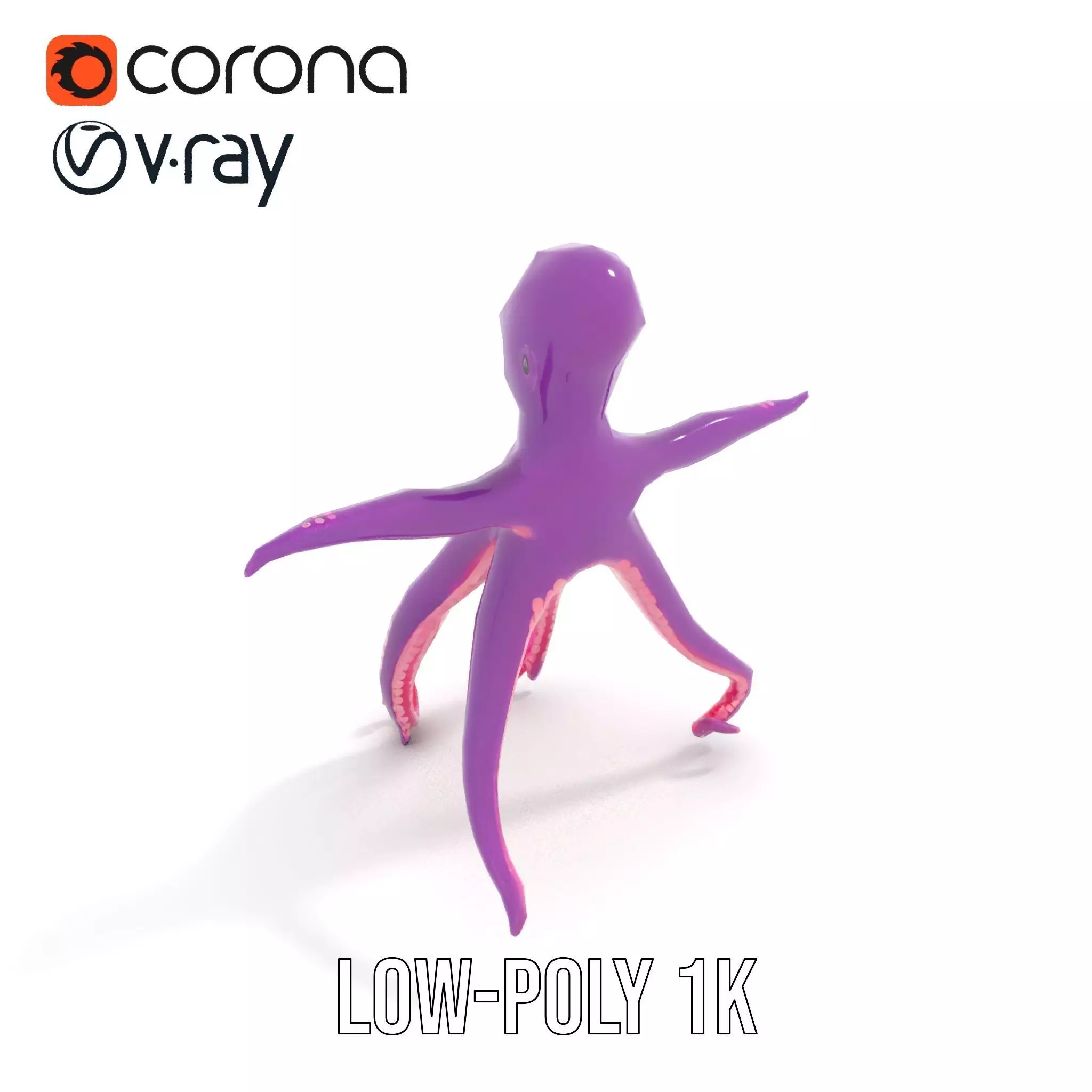 Purple Octopus Character model pack Low-poly 3D model_26