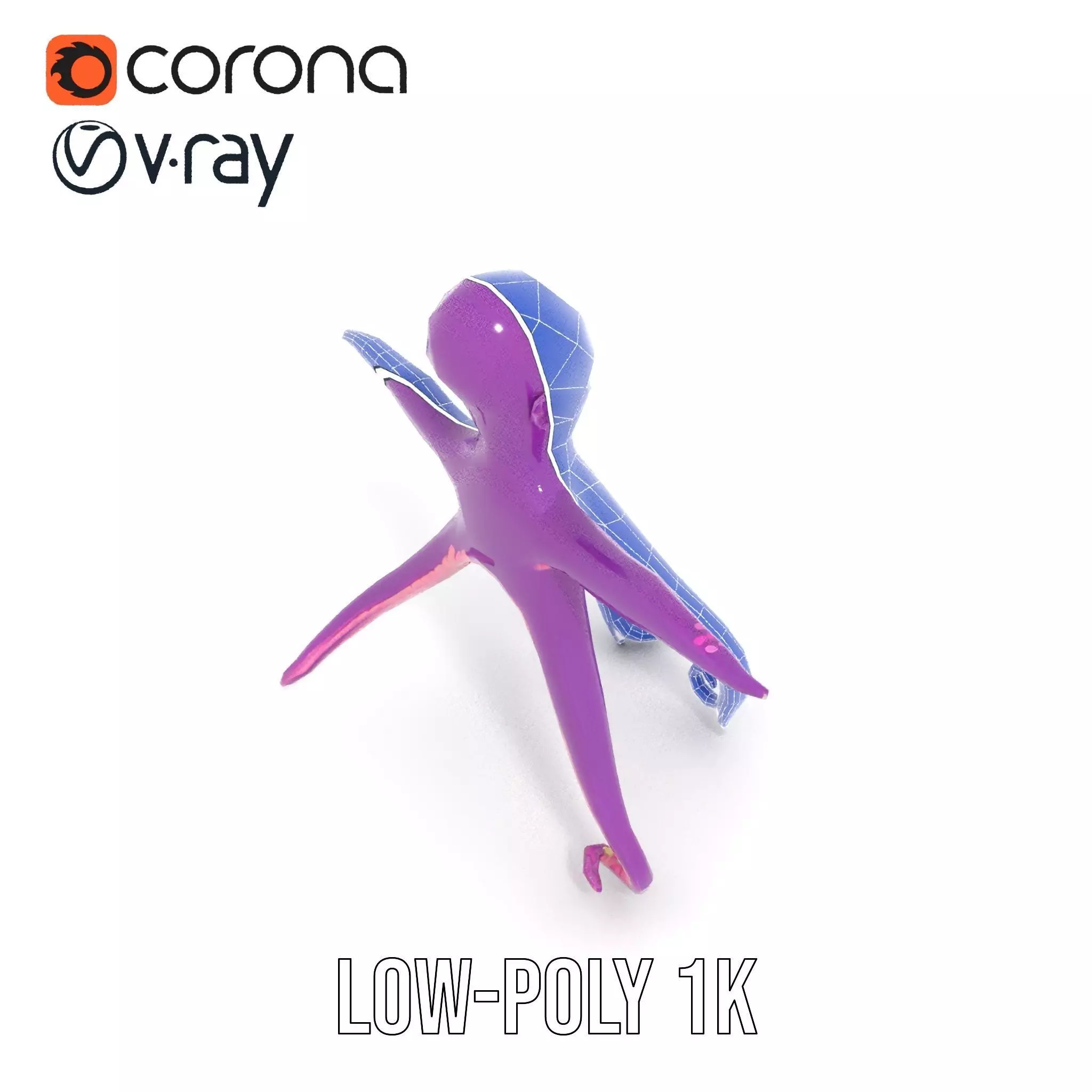 Purple Octopus Character model pack Low-poly 3D model_17