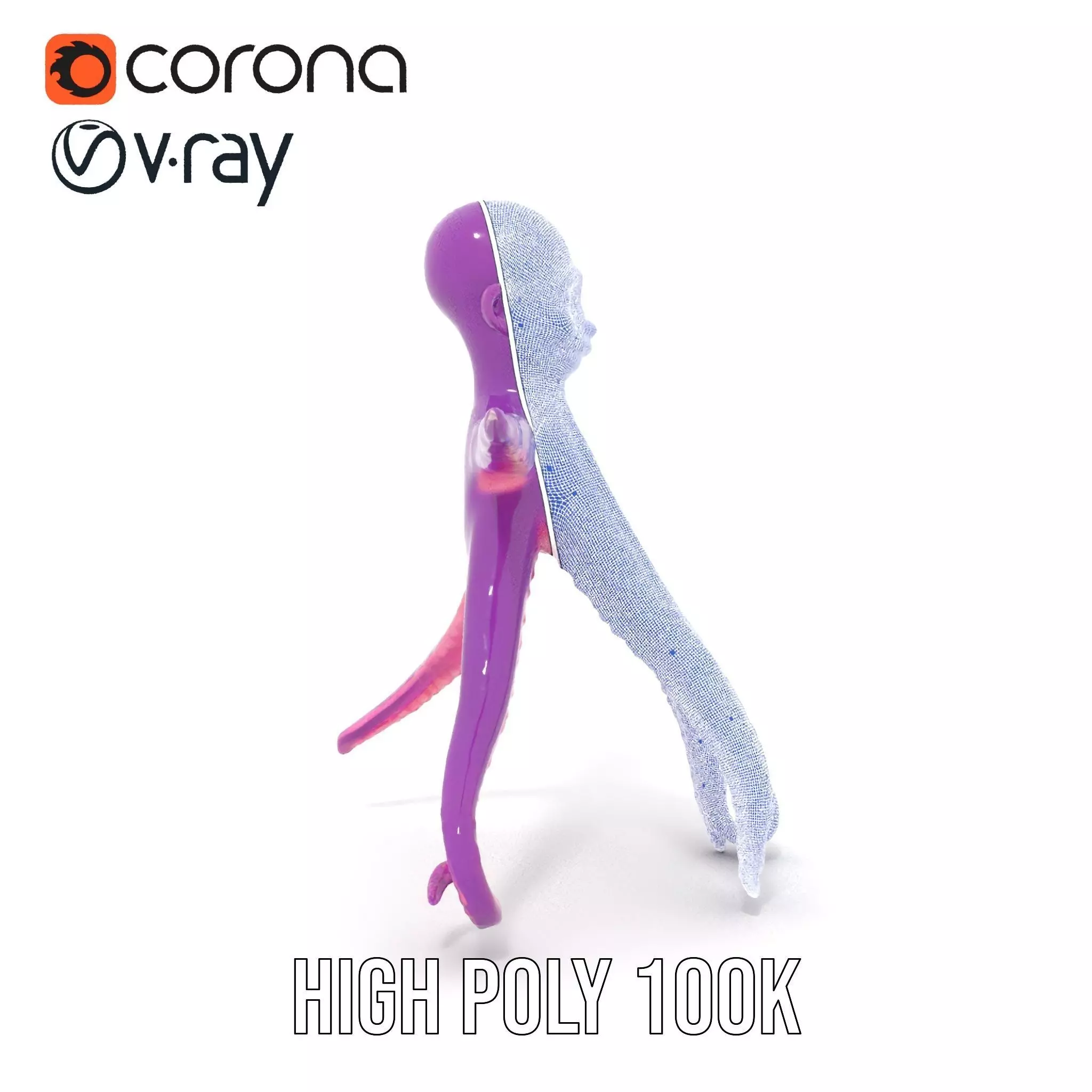 Purple Octopus Character model pack Low-poly 3D model_33