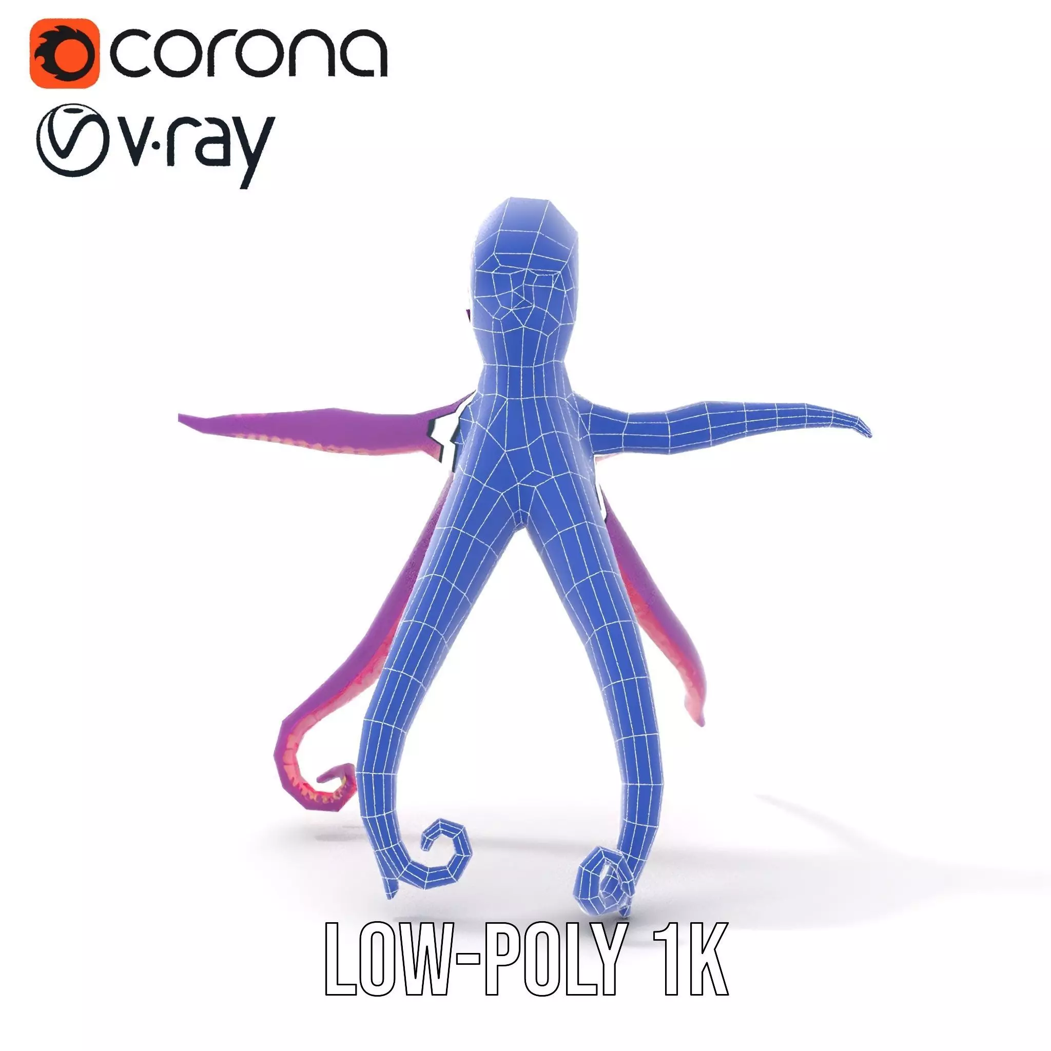 Purple Octopus Character model pack Low-poly 3D model_20