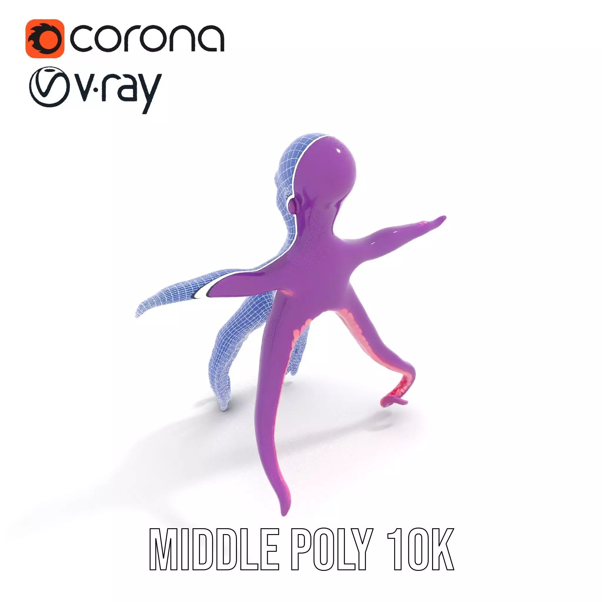 Purple Octopus Character model pack Low-poly 3D model_25