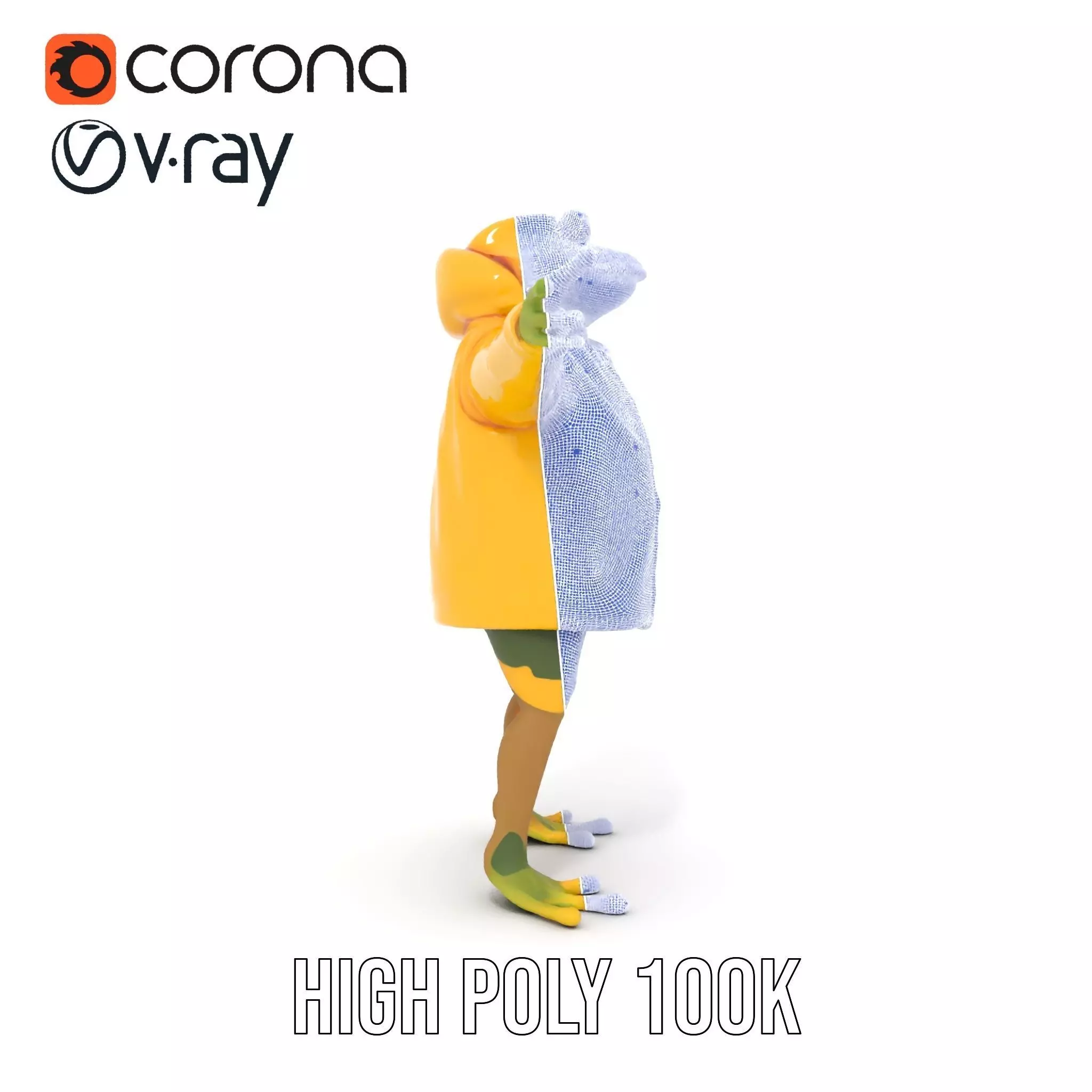 Cheerful Frog Raincoat model pack Low-poly 3D model_35