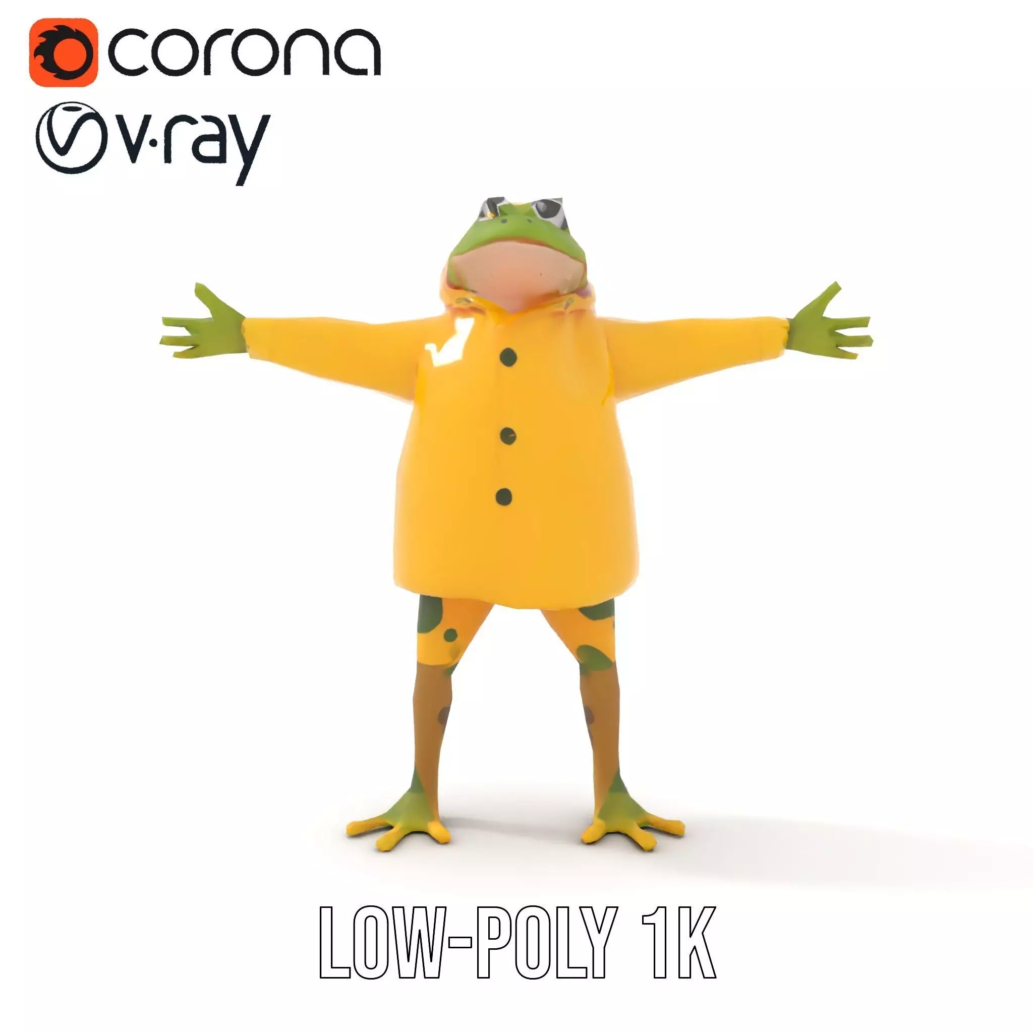 Cheerful Frog Raincoat model pack Low-poly 3D model_10