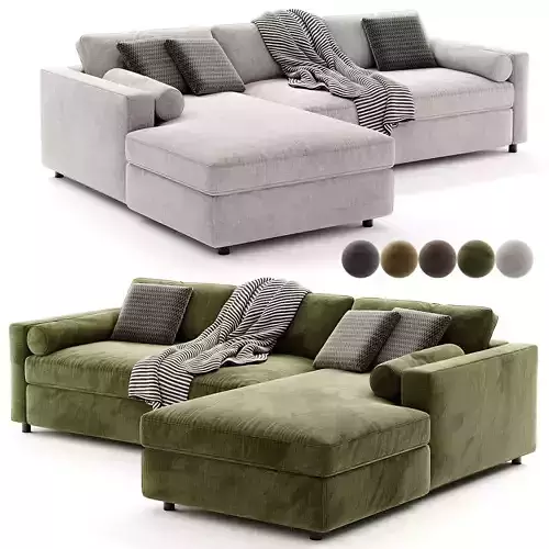Aris Deep 2-Piece Bench Sectional Sofa with Chaise Lounge 