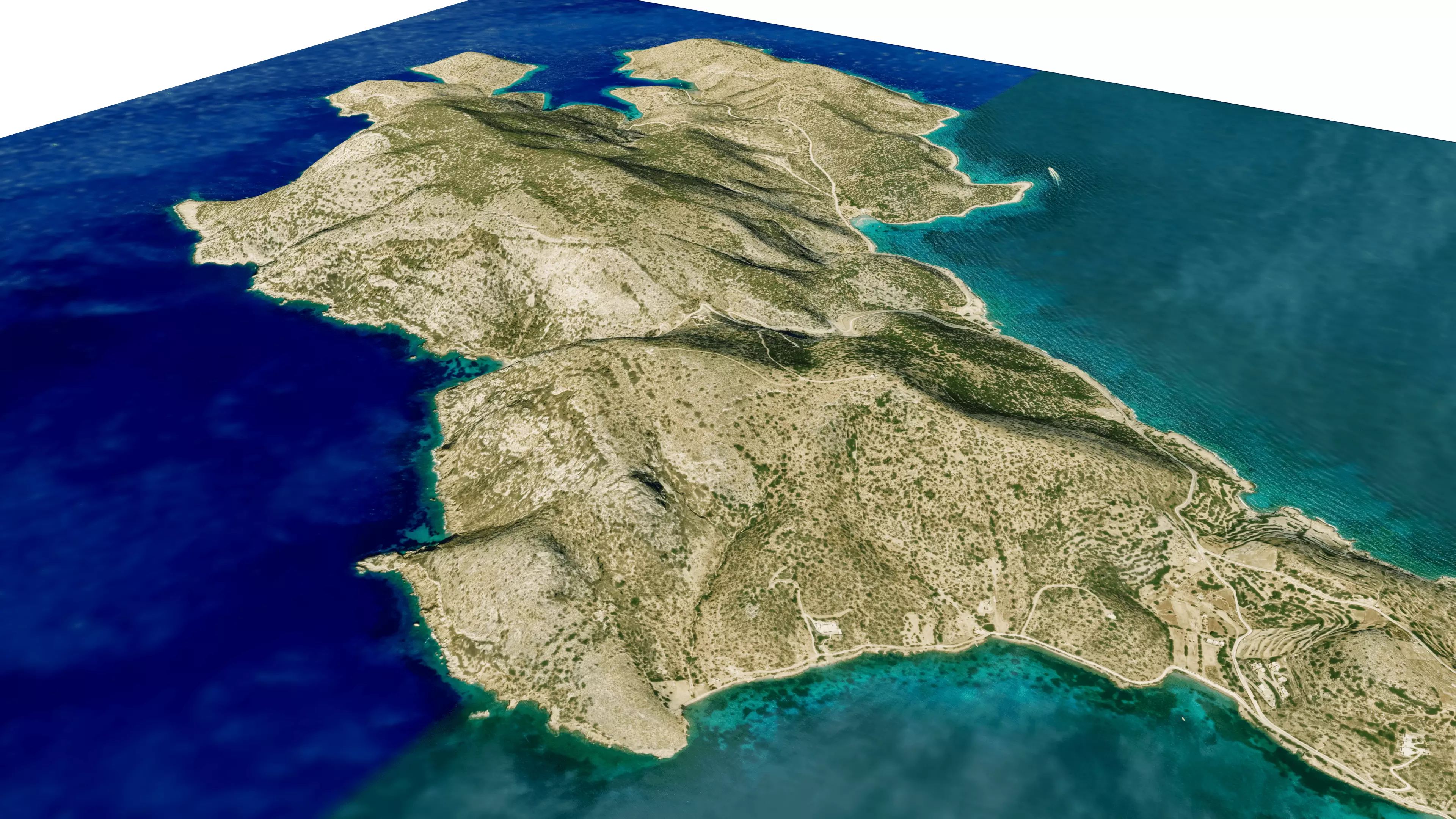 Leipsoi island full 3D model terrain Low-poly 3D model_6