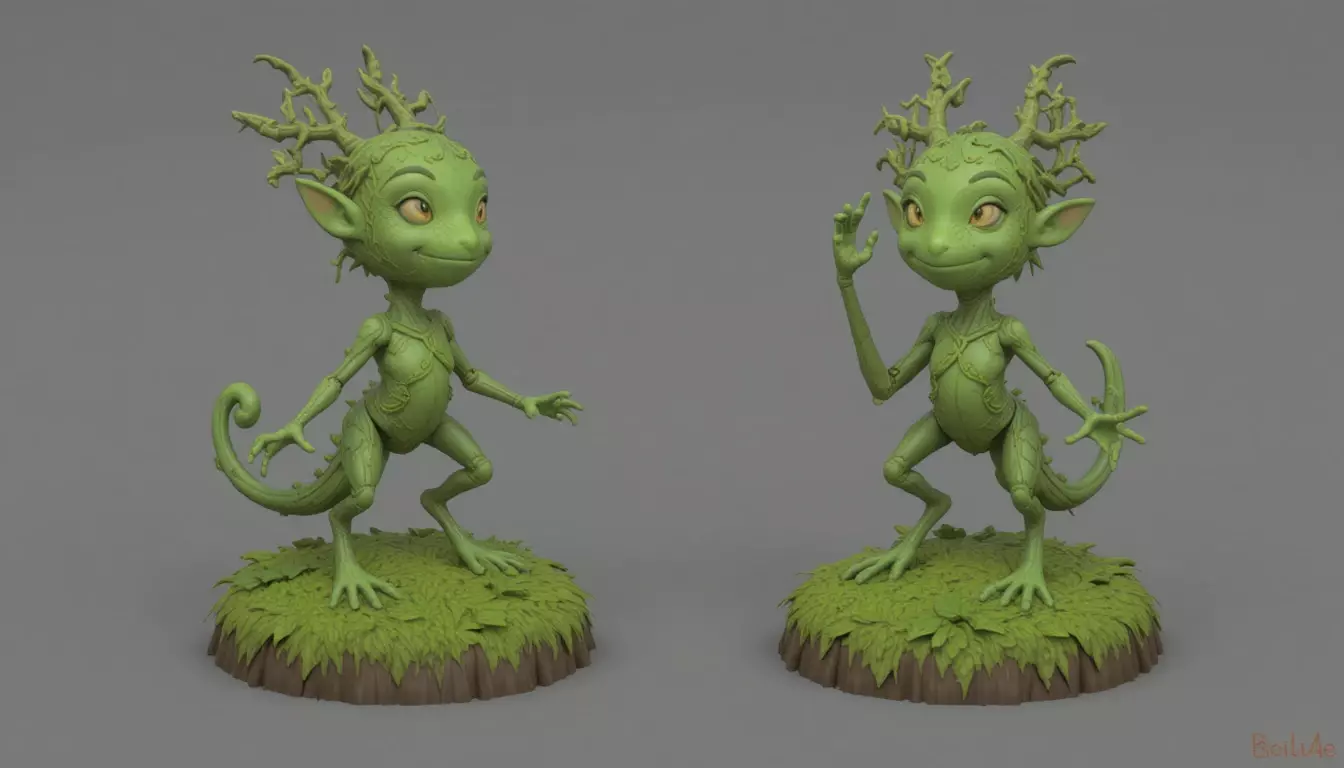 Articulated Forest Sprite 3D Model Two Pack Low And High Model 3D print model_0