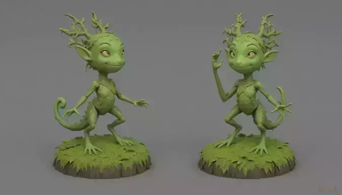 Articulated Forest Sprite 3D Model Two Pack Low And High Model 3D print model
