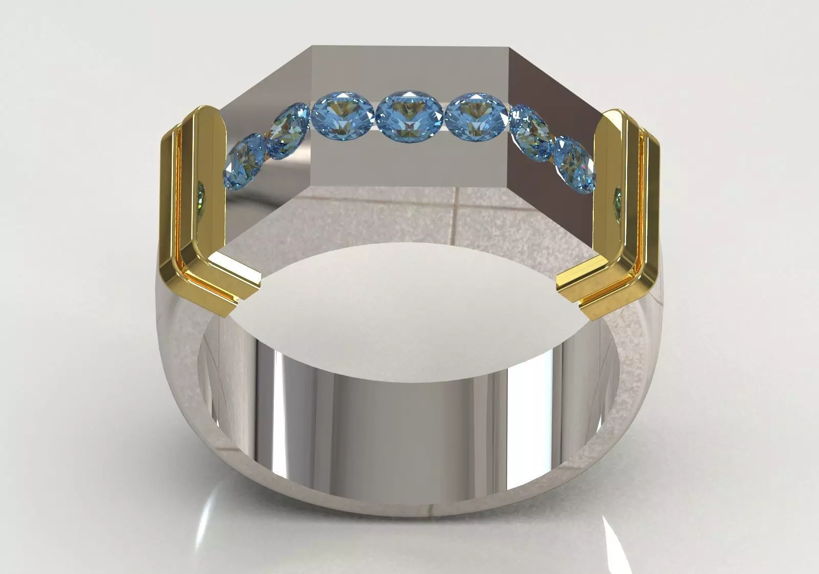 Wide Signet Band with Diagonal Diamond Bar model mr0308 3D print model_13