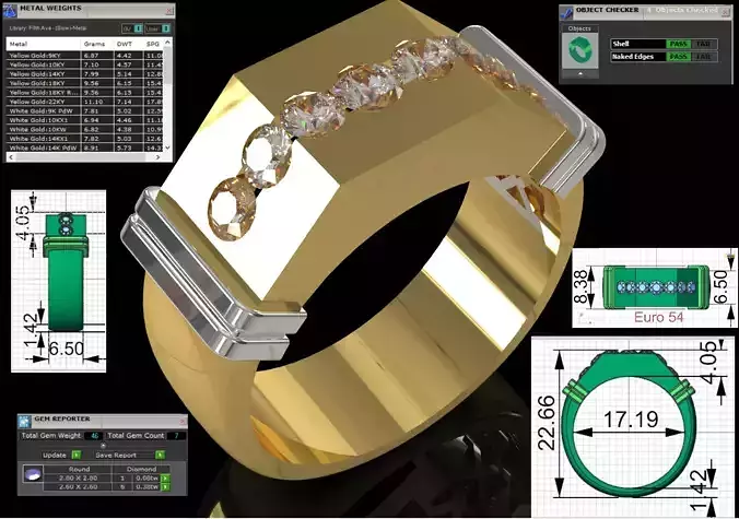 Wide Signet Band with Diagonal Diamond Bar model mr0308