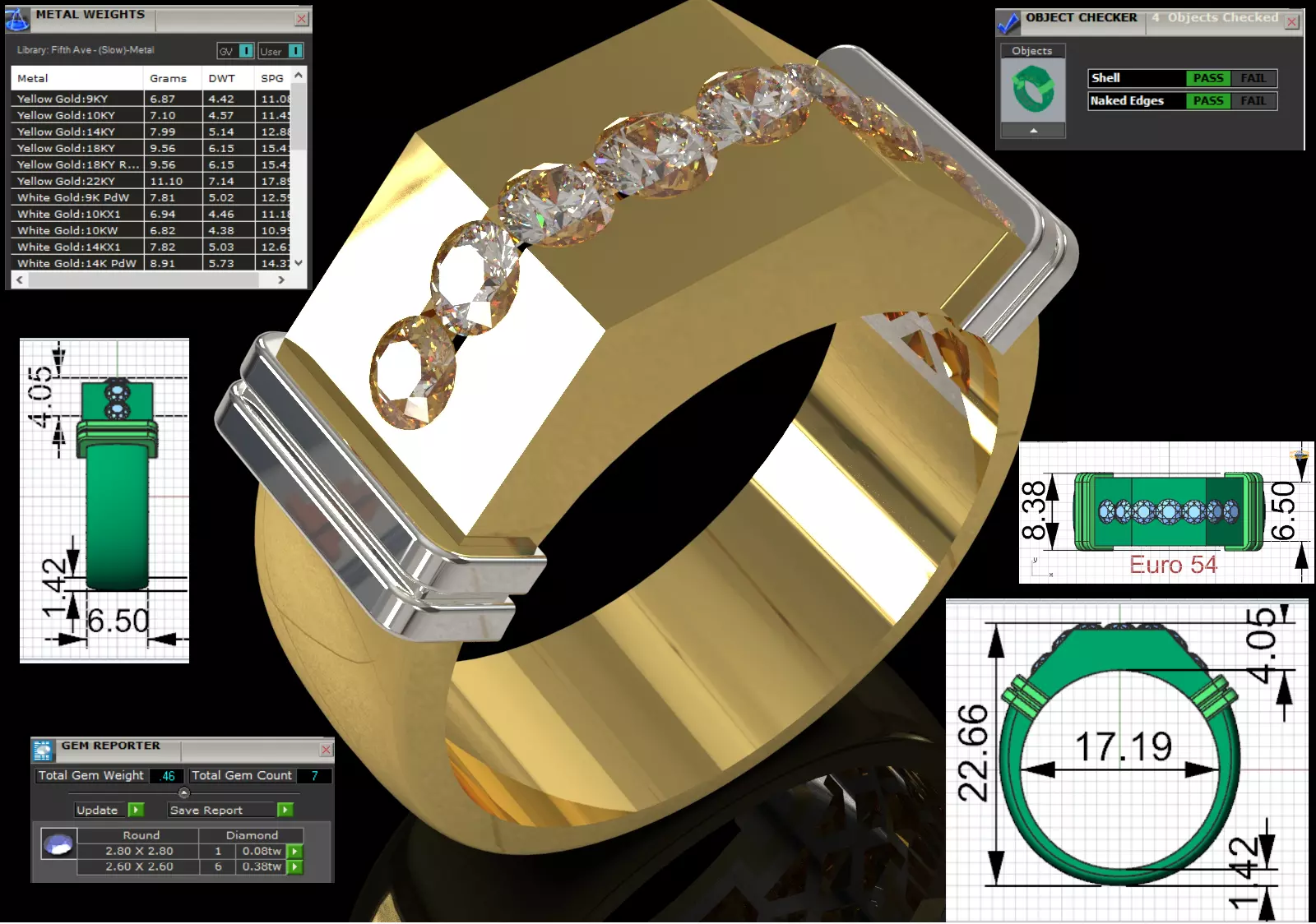 Wide Signet Band with Diagonal Diamond Bar model mr0308 3D print model_0