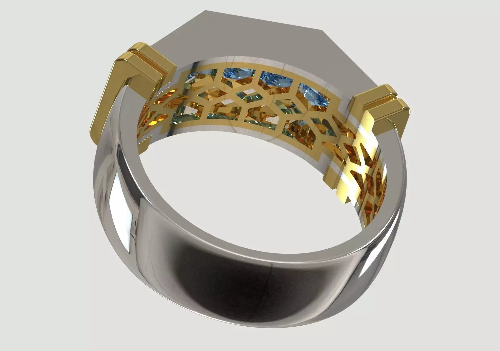 Wide Signet Band with Diagonal Diamond Bar model mr0308 3D print model_14