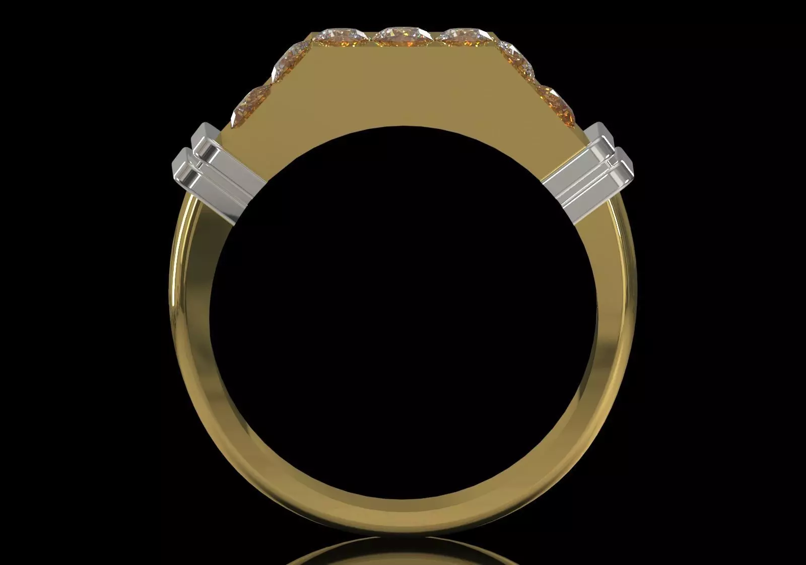 Wide Signet Band with Diagonal Diamond Bar model mr0308 3D print model_2