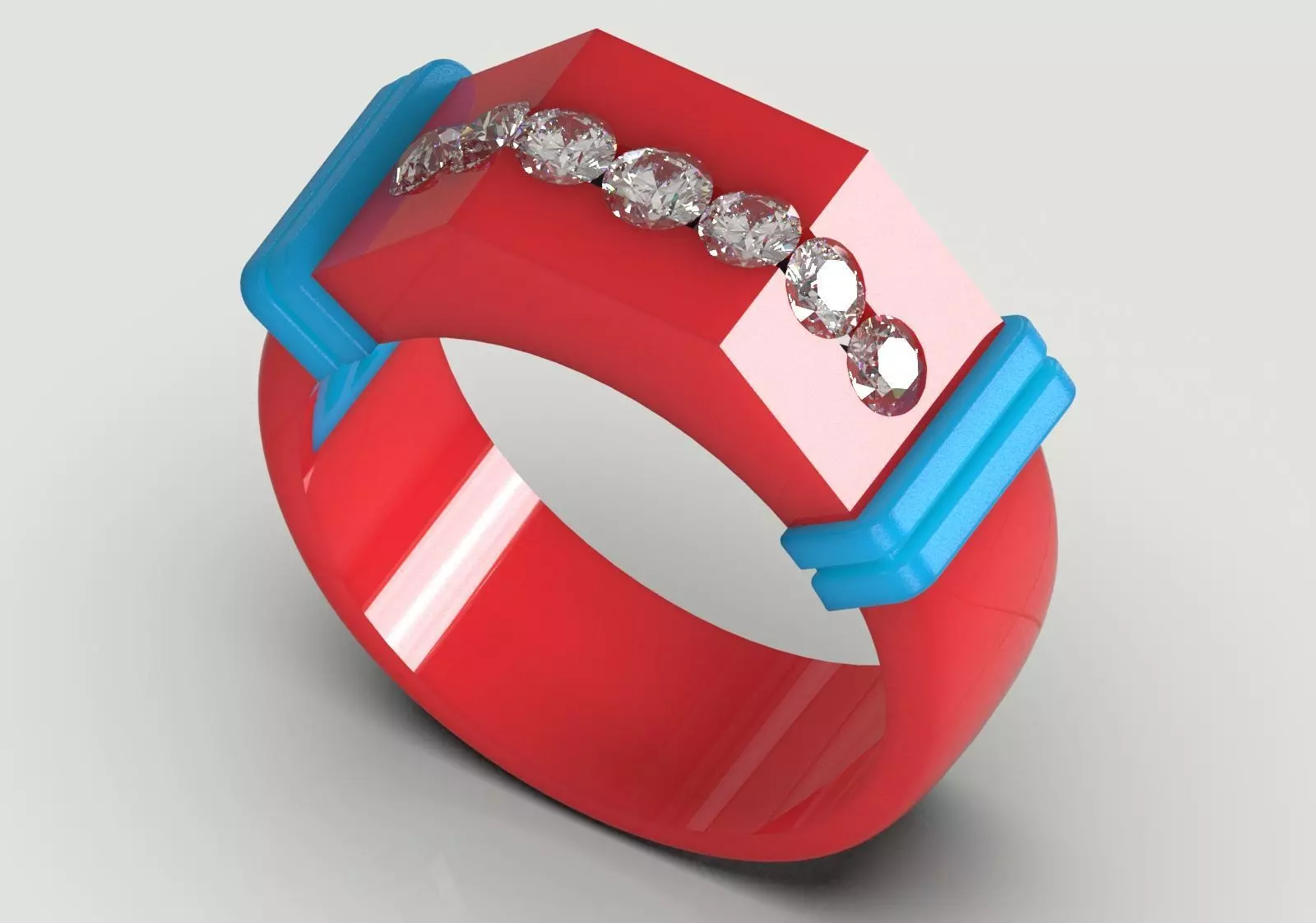 Wide Signet Band with Diagonal Diamond Bar model mr0308 3D print model_15