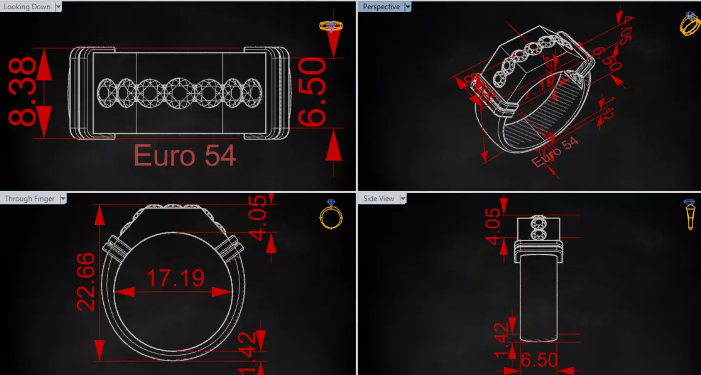 Wide Signet Band with Diagonal Diamond Bar model mr0308 3D print model_19
