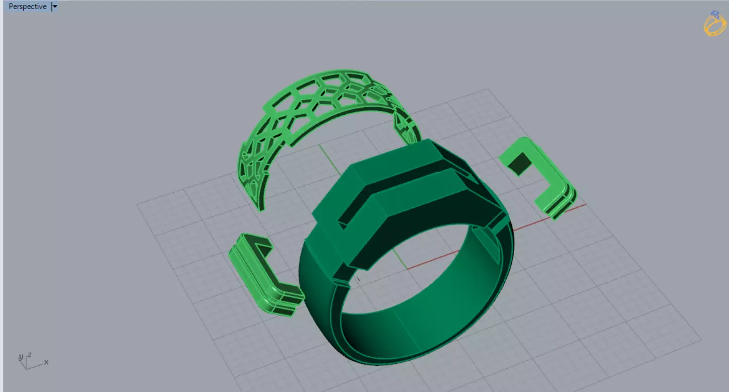 Wide Signet Band with Diagonal Diamond Bar model mr0308 3D print model_6