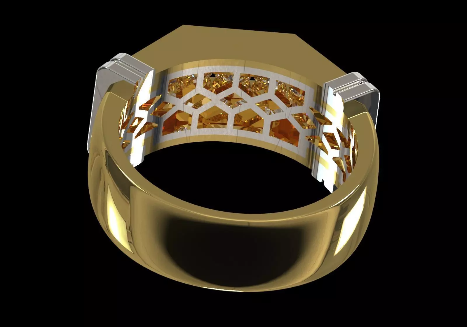 Wide Signet Band with Diagonal Diamond Bar model mr0308 3D print model_11